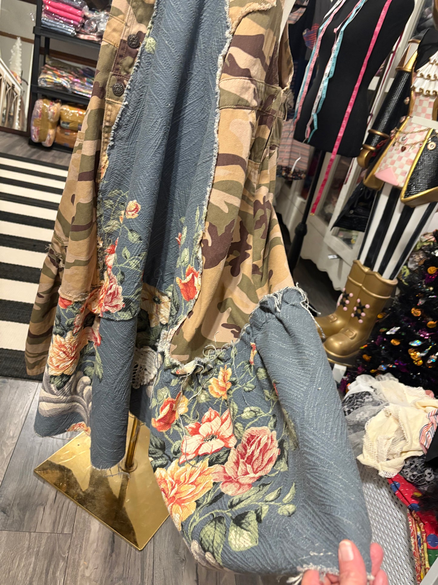 Classy Camo Upcycled Patchwork Overall Dress One Size Fits a Small to XL