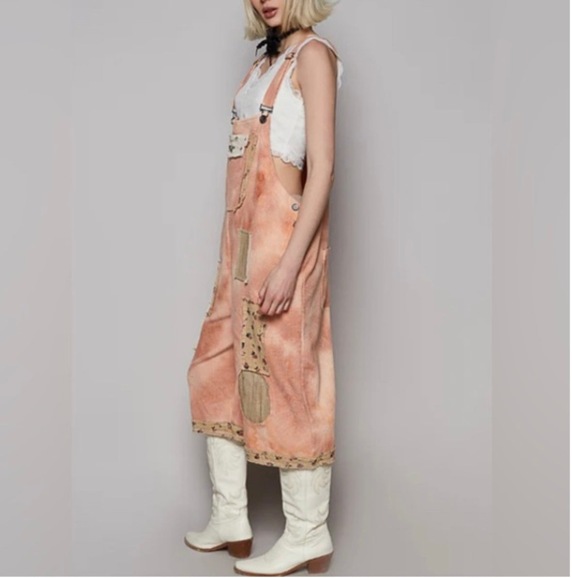 Pumpkin Patchwork Cropped Overalls