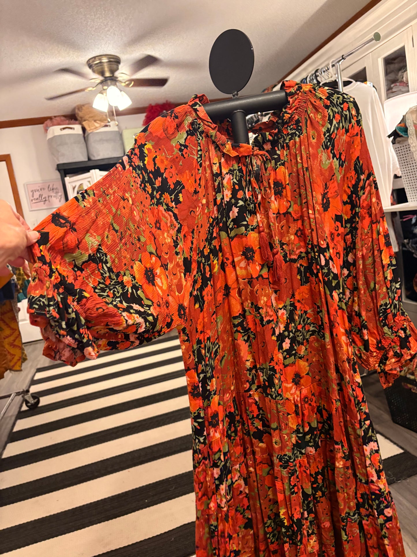 Dark Floral Flowy Dress Medium