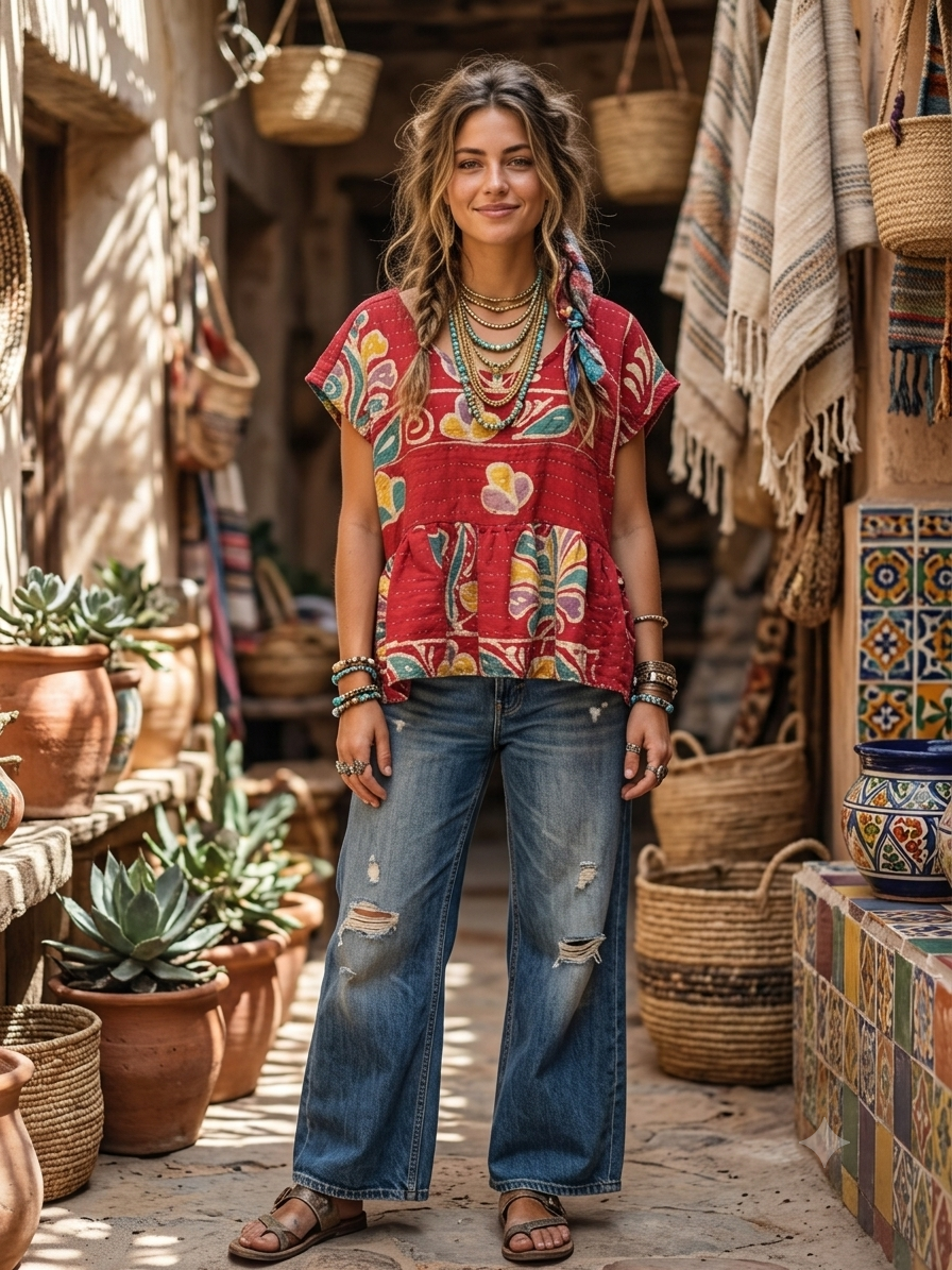 Hannah Kantha Top One Size Fits a Small to XL