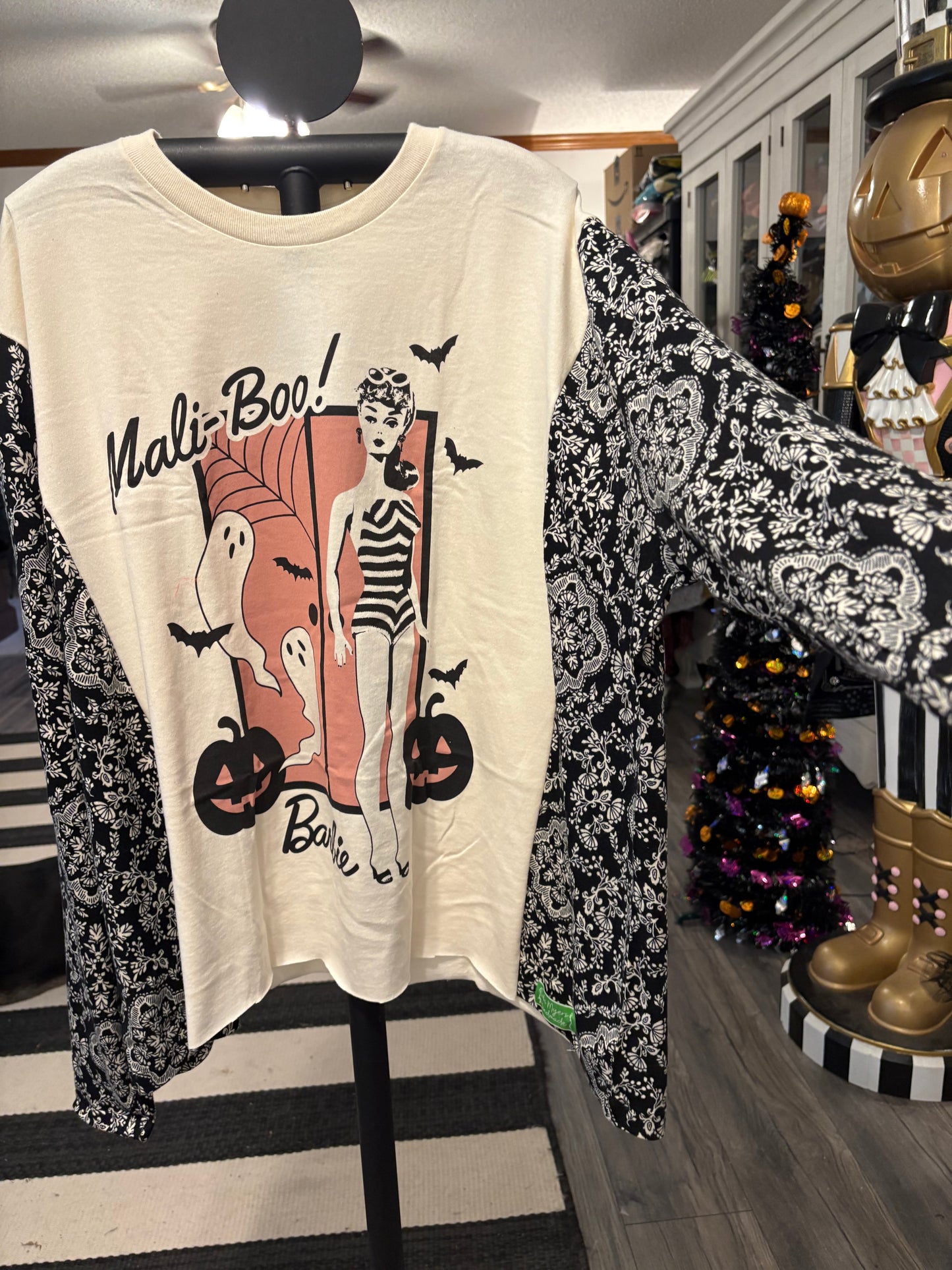 MaliBOO Barbie Upcycled Drop-Sleeve Knit Tee One Size Fits a Small to 3X