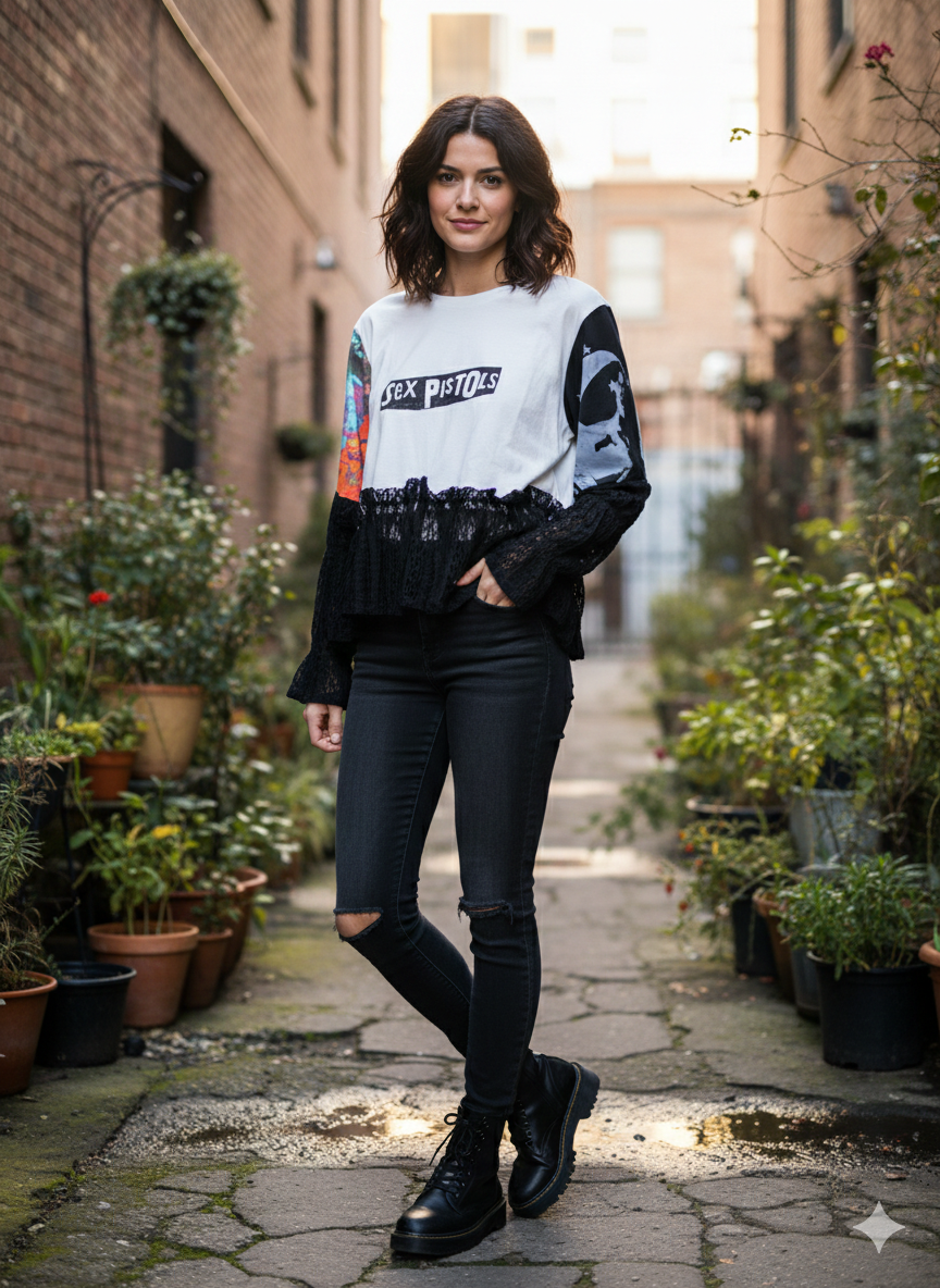 Punk and Prom Upcycled Rockstar Fairytale Top One Size Fits a Small to XL Super Oversized!