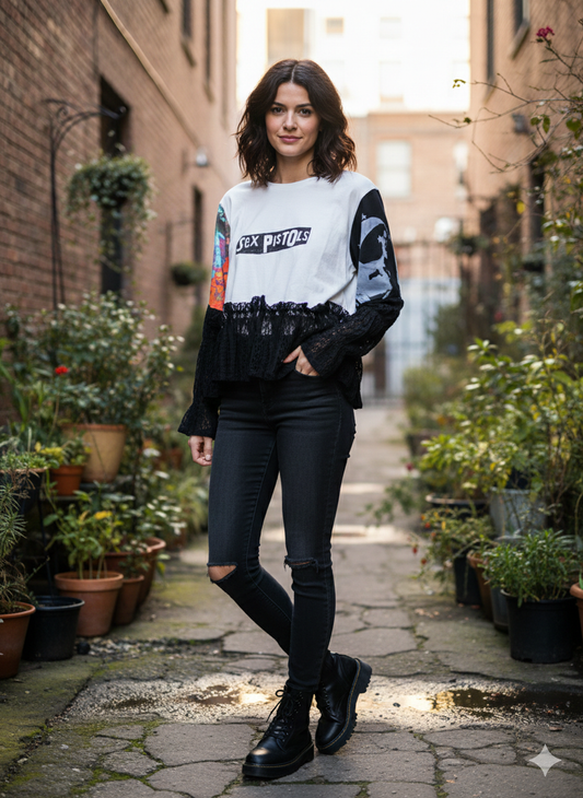 Punk and Prom Upcycled Rockstar Fairytale Top One Size Fits a Small to XL Super Oversized!