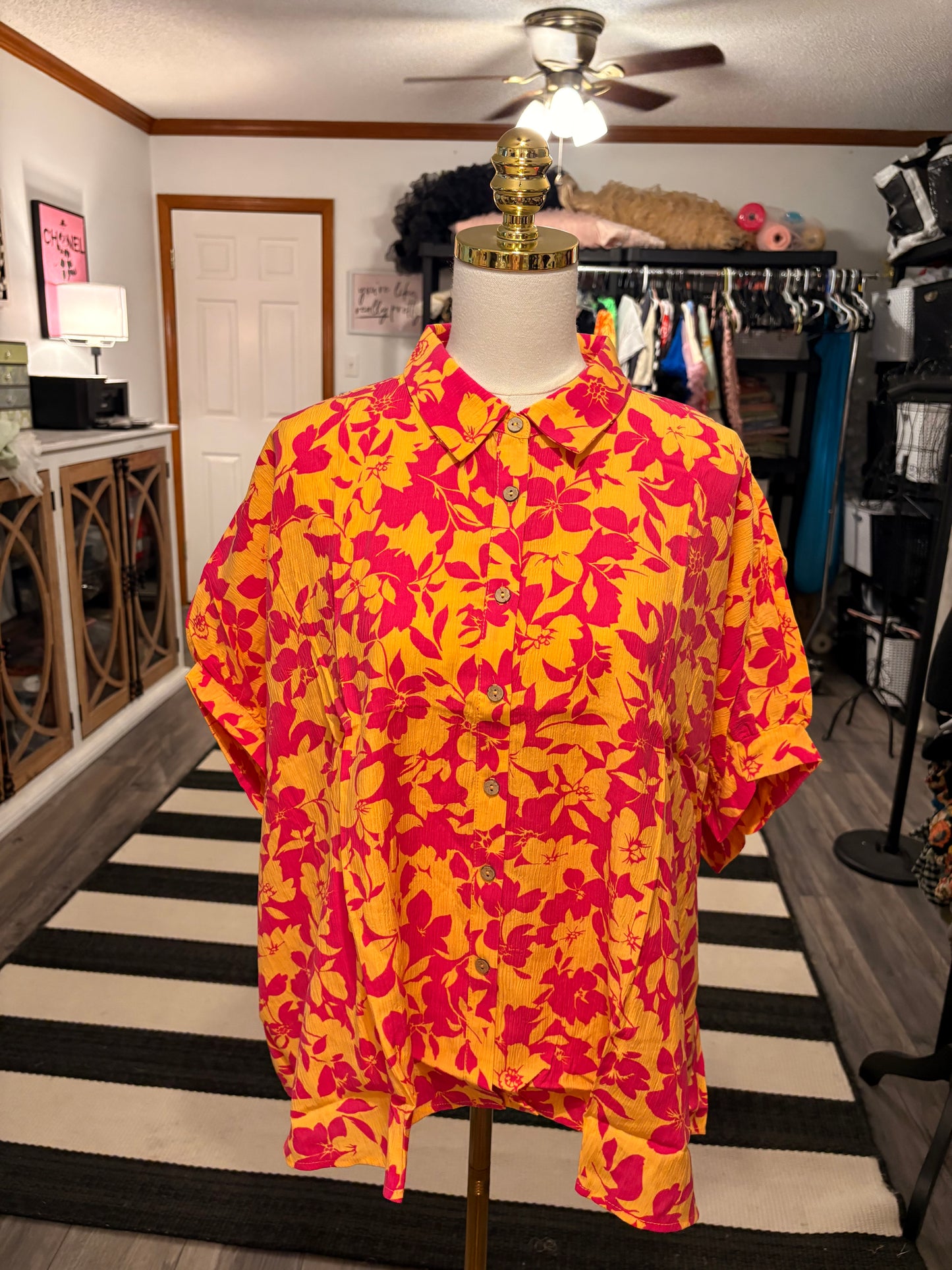 Yellow and Fuchsia Blouse