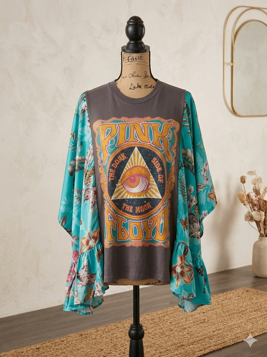 Comfortably Numb Upcycled Kimono Top One Size Fits a Small to 3X