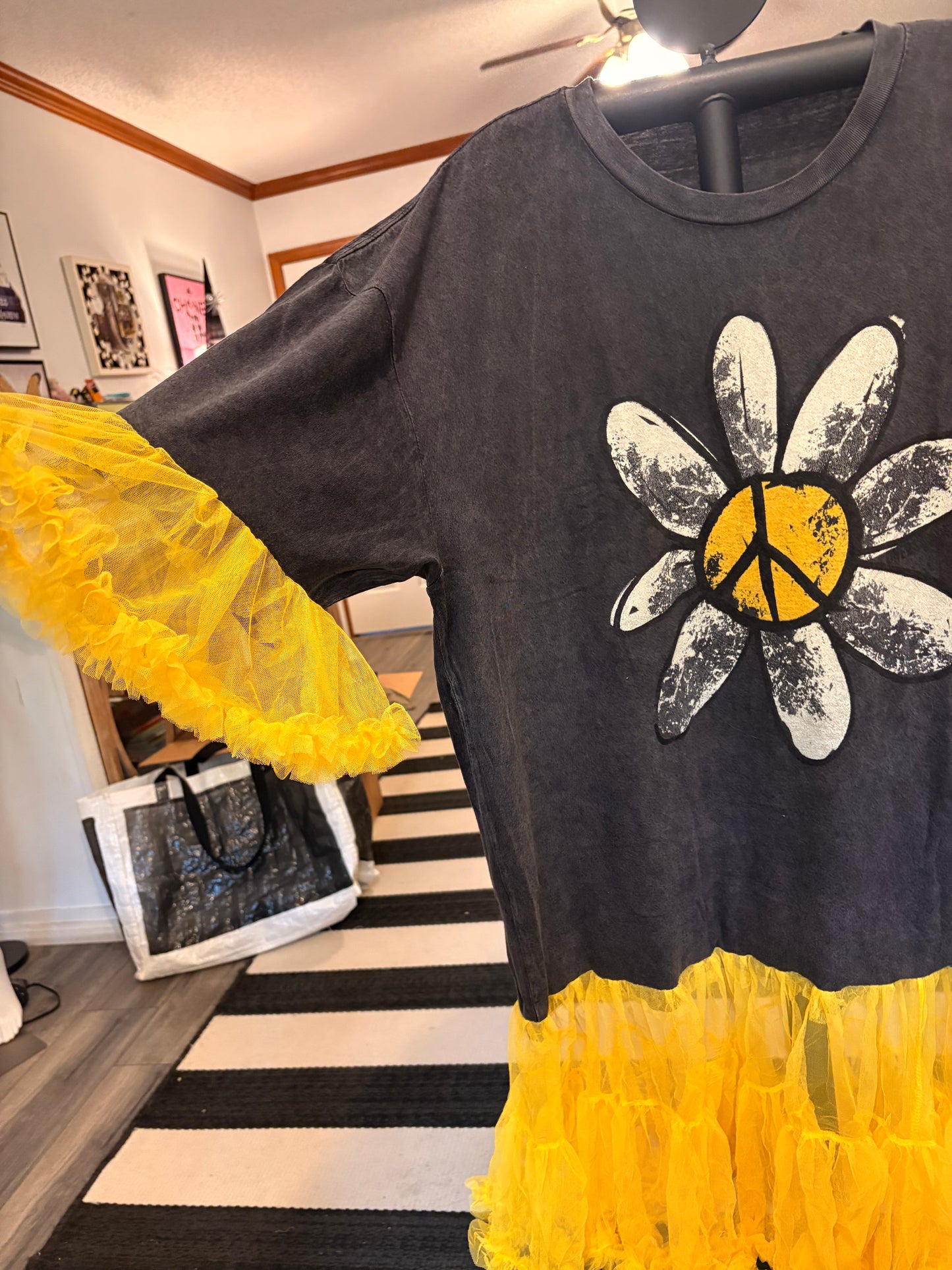 Peace and Daisies Upcycled Rockstar Dress One Size Fits a Small to XXL