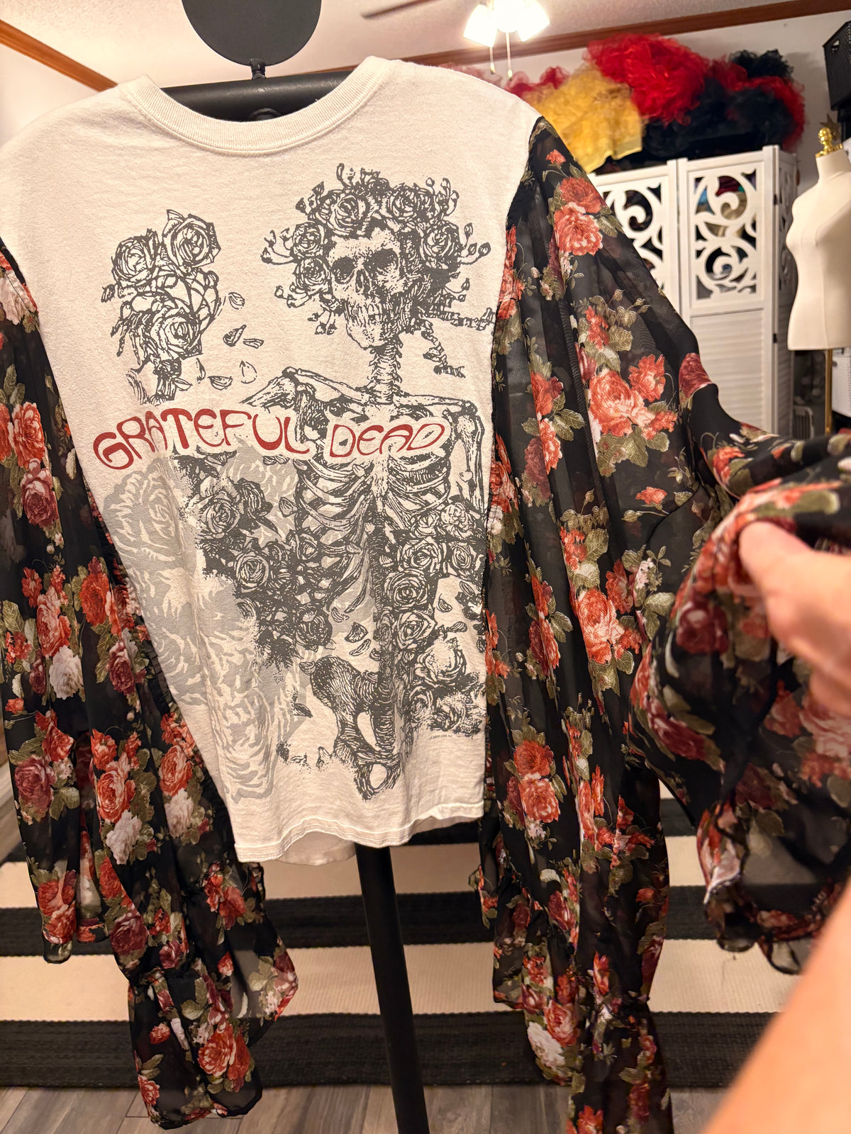 The Dead in Roses Upcycled Kimono Tee One Size fits a Small to XXL