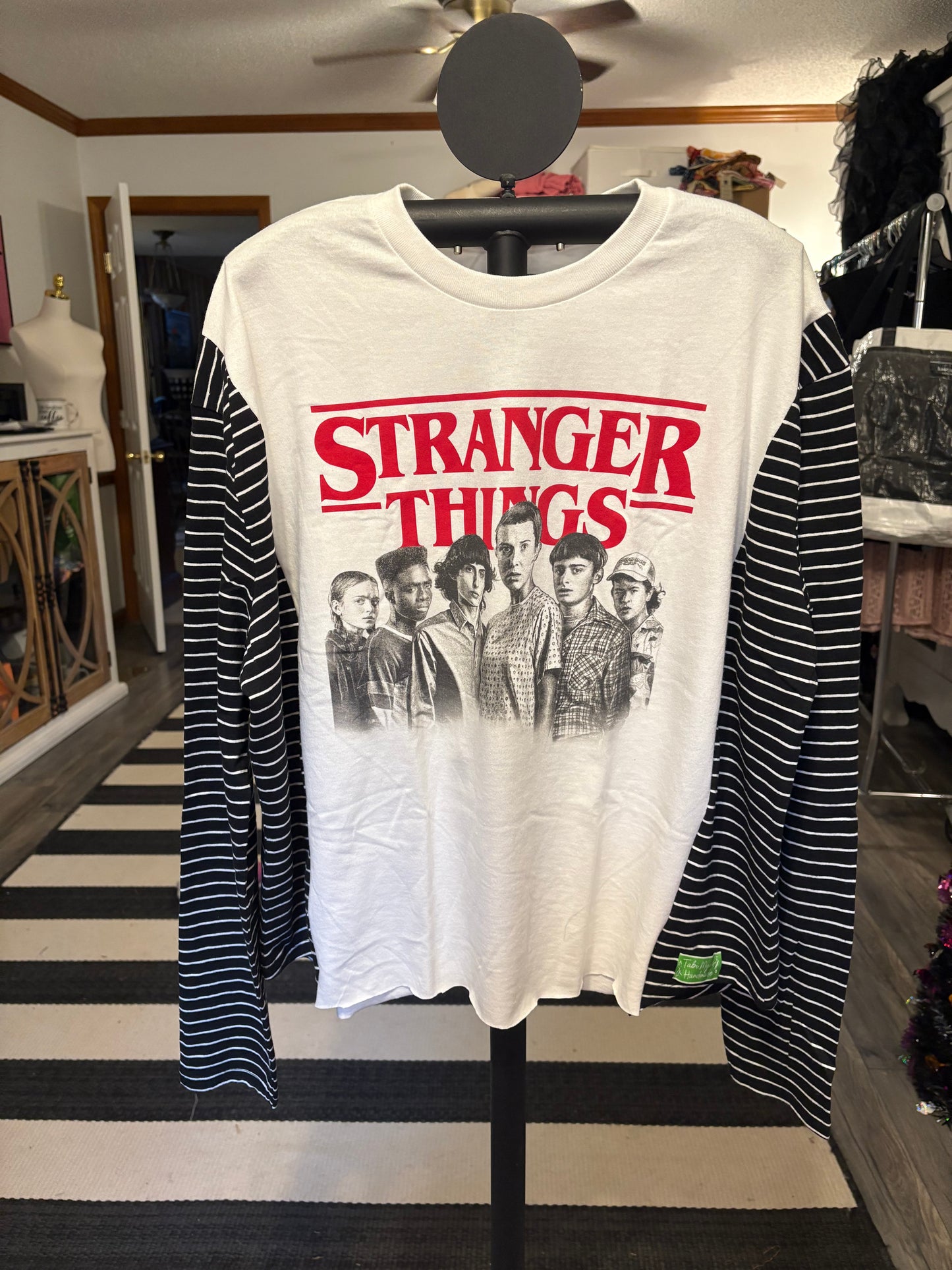 Stranger Things Upcycled Long Sleeve Knit Tee One Size Fits a Small to XL