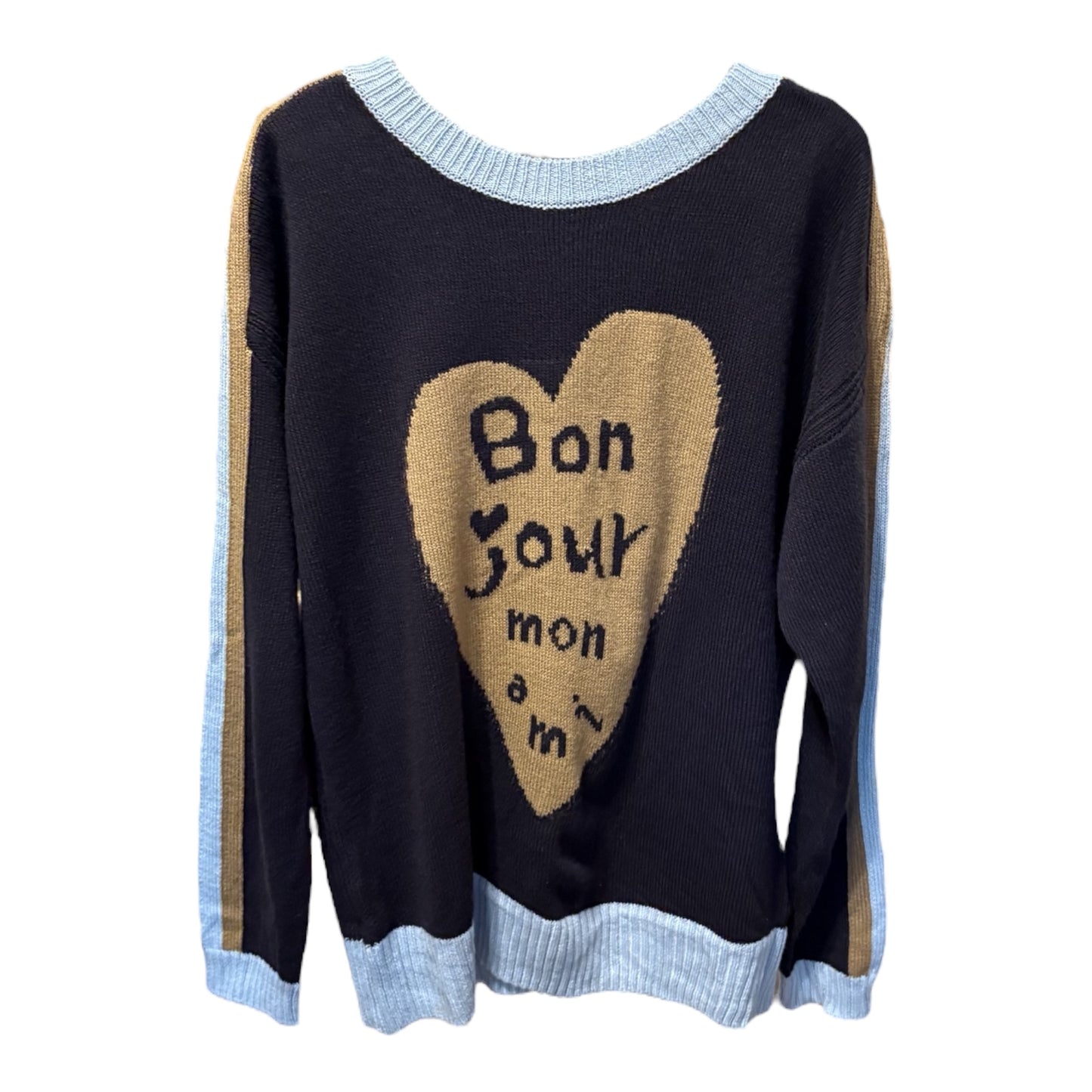 Navy Bon Jour Knit Sweater