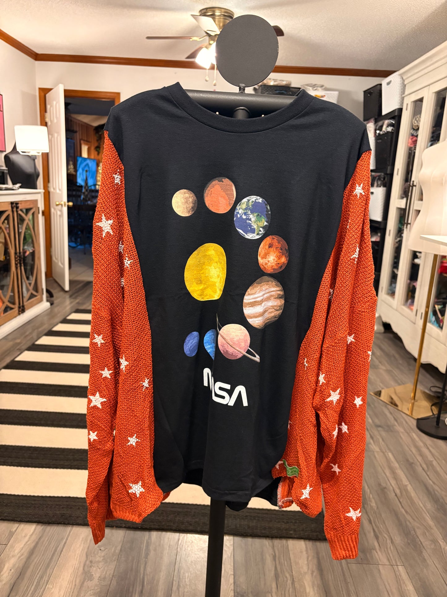 Reach for the Stars Star Sweater Tee One Size Fits a Large to 3X Oversized (rust)