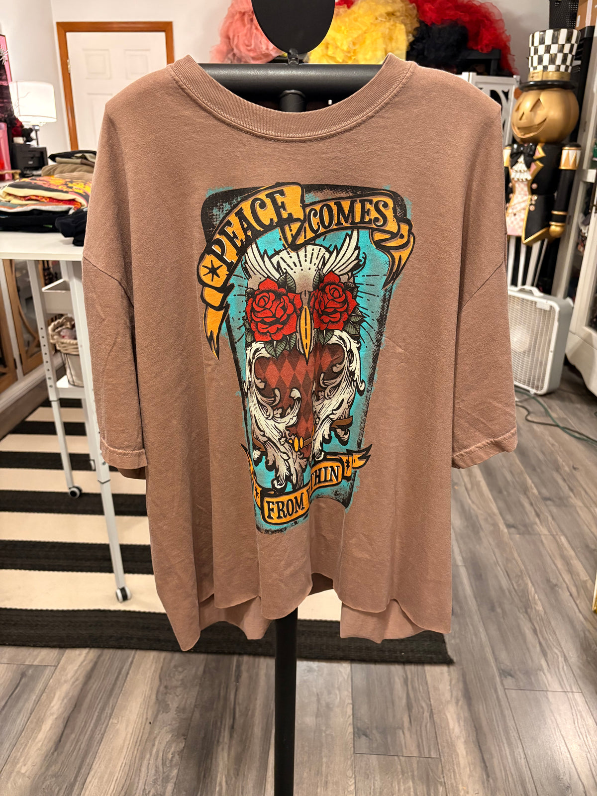 Peace Within Oversized Cut Off Tee