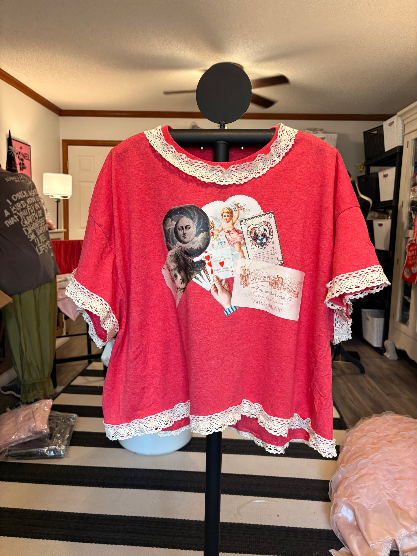 Love You to the Moon “Junk” Tee One Size Fits a Small to XXL SHORT Length Oversized Fit