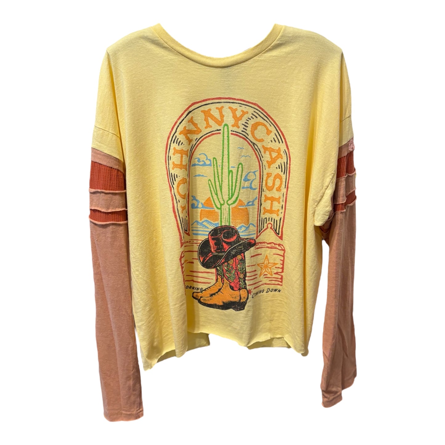 Johnny Cash Upcycled Drop-Sleeve Tee One Size Fits a Small to XL
