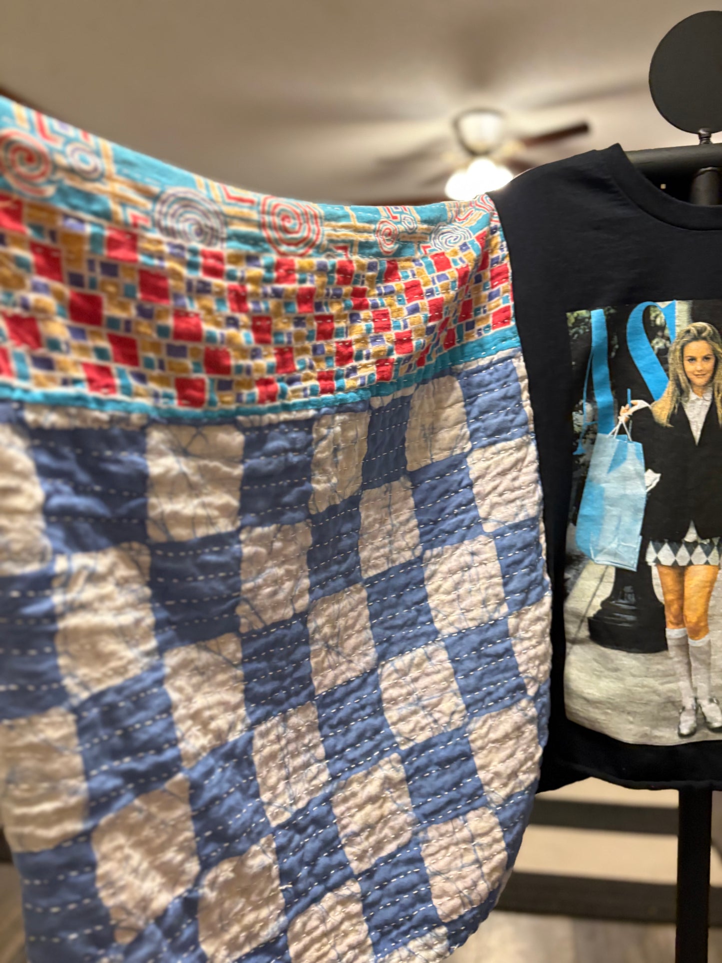 As If Upcycled Vintage Kantha Poncho Tee Fits A Size Small to XXL
