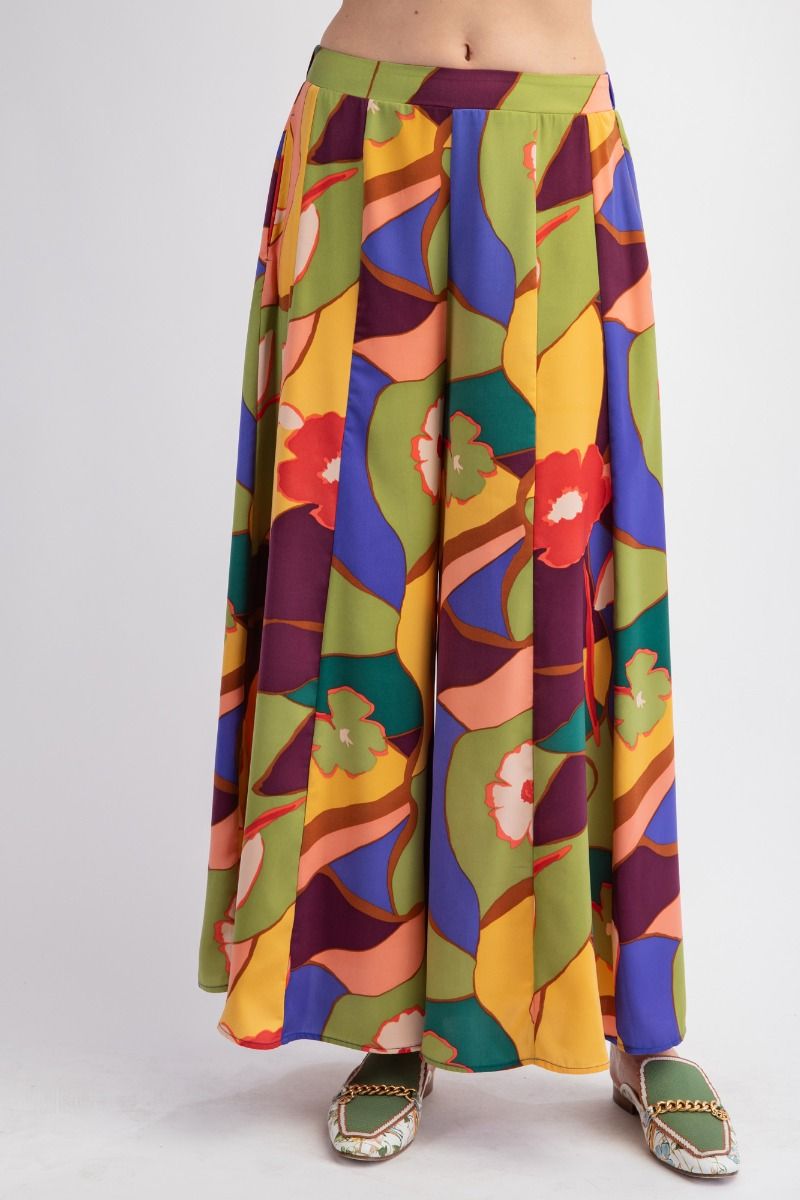 Green Mirabelle Wide Leg Satin Pants