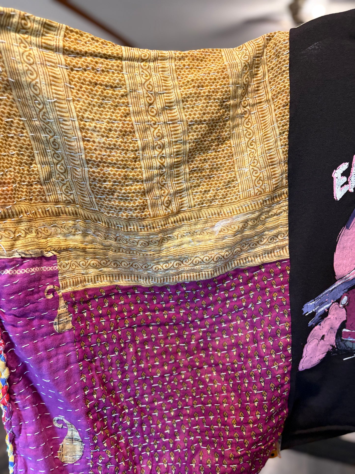 Eat My Rust Upcycled Vintage Kantha Poncho Tee Fits A Size Small to XXL