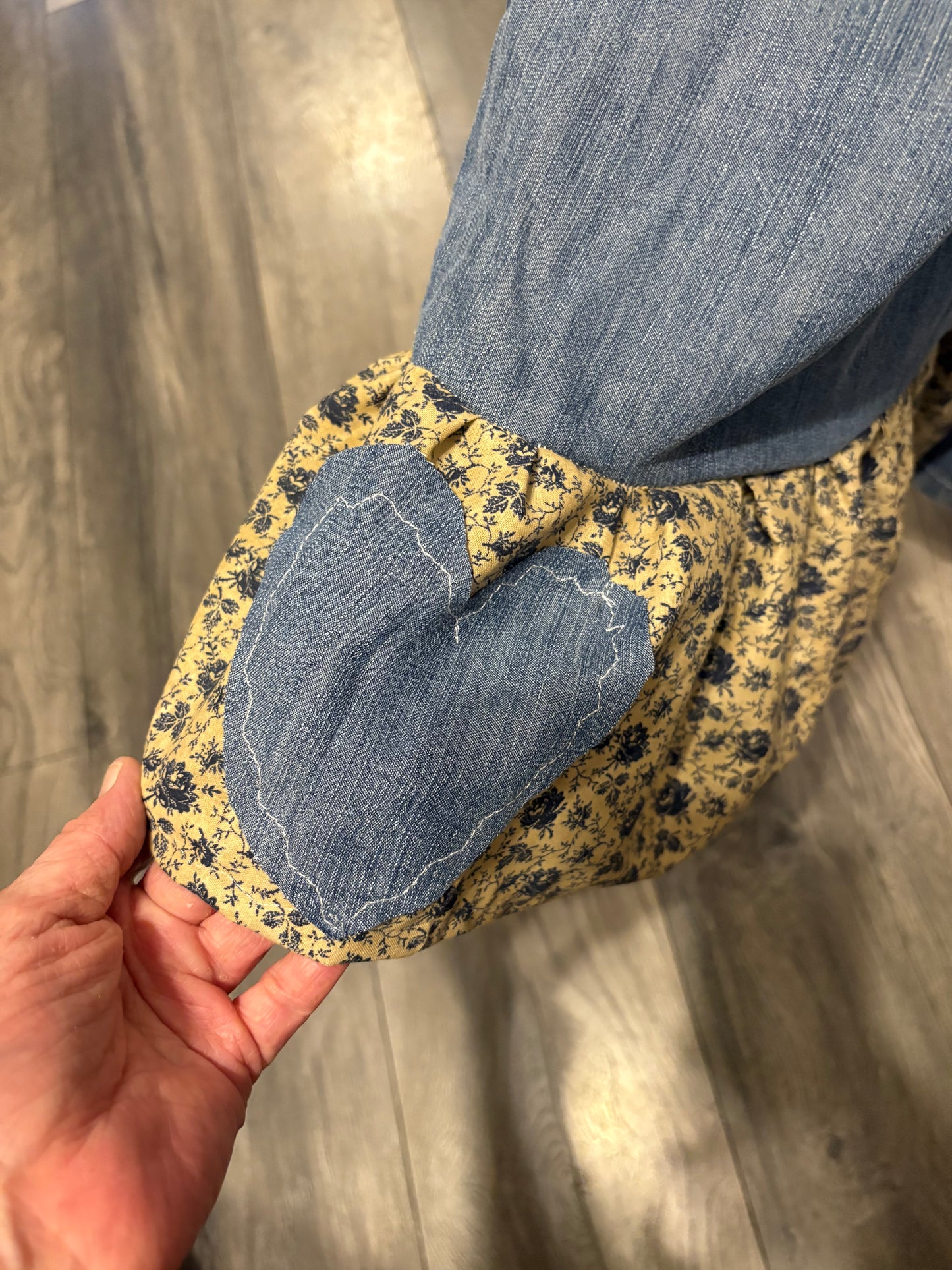 Hollys Upcycled Ruffled Denim Chambray Pants 1X