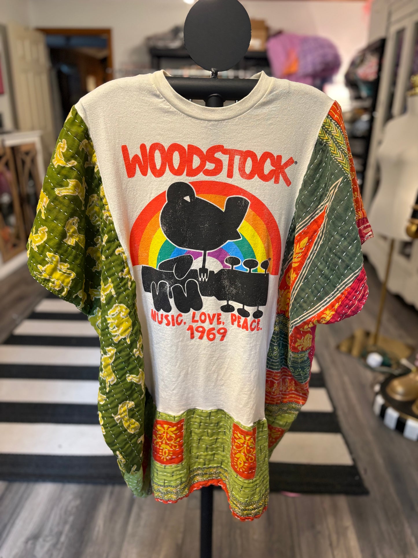 Woodstock Upcycled Kantha Dress Fits a Small to XXL Super Oversized