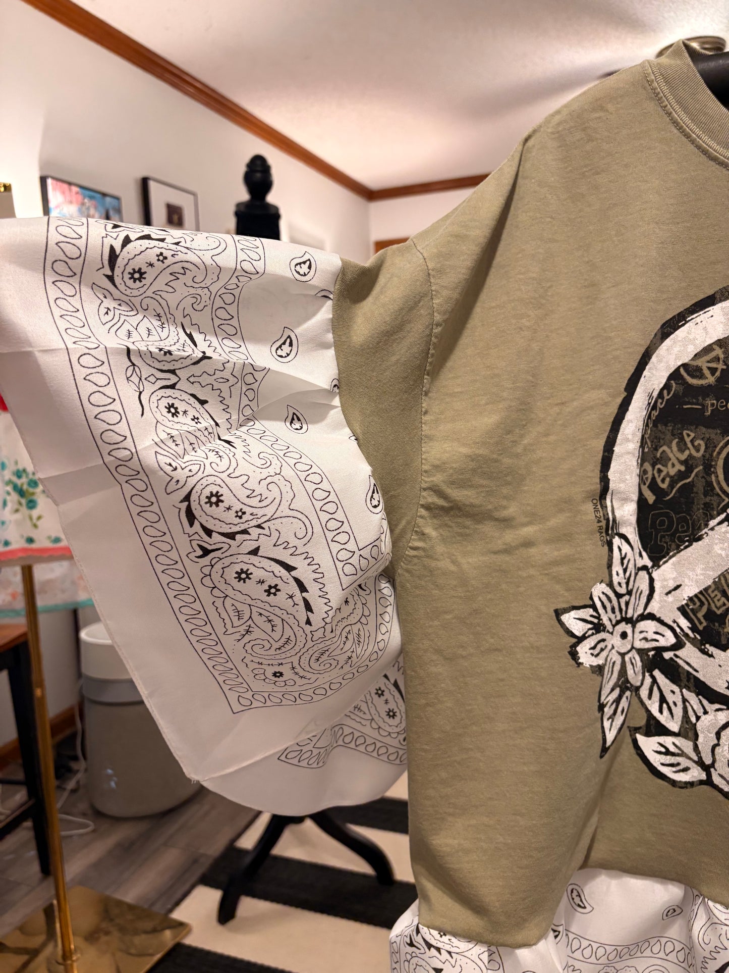 Peace Bandana Baby Doll Tee Fits a Small to 2X