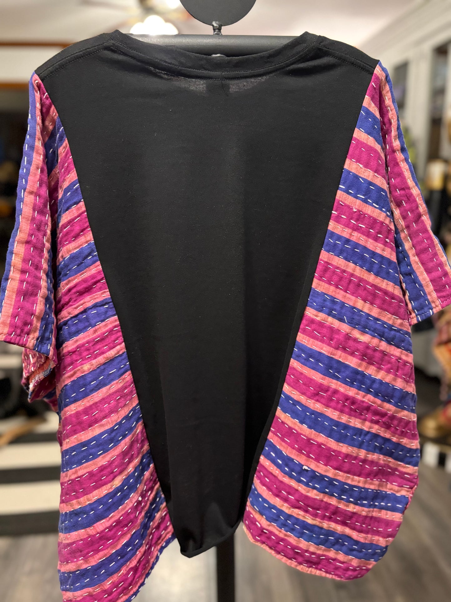 Motley Crue Upcycled Vintage Kantha Poncho Tee Fits A Size Small to XXL