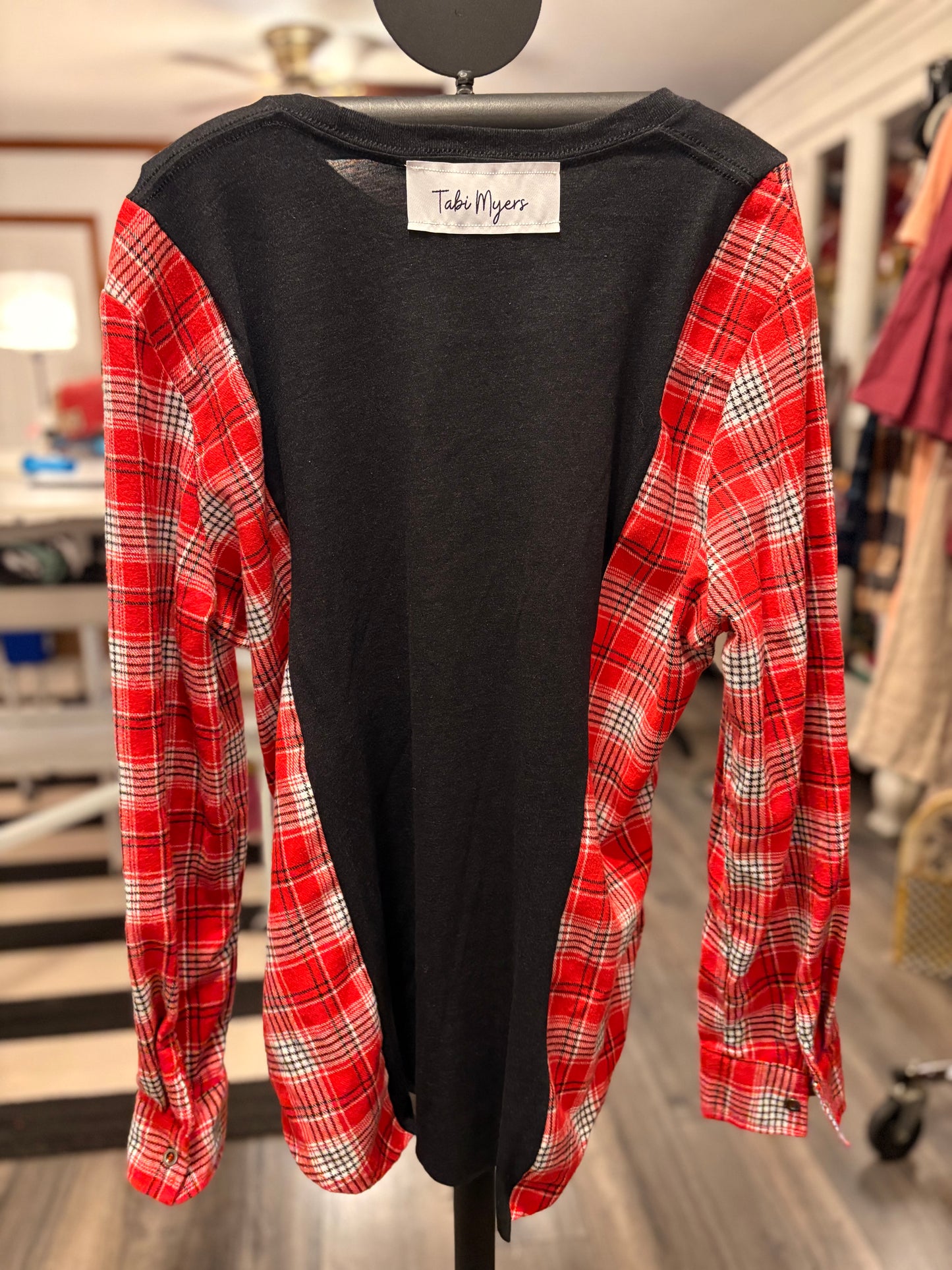 Thriller Upcycled Flannel Tee One Size Fits a Small to Large