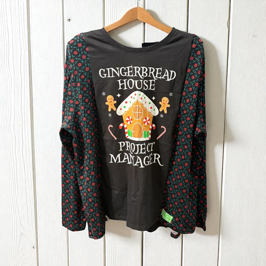 Gingerbread House Upcycled Tee Fits a Small to XL OVERSIZED
