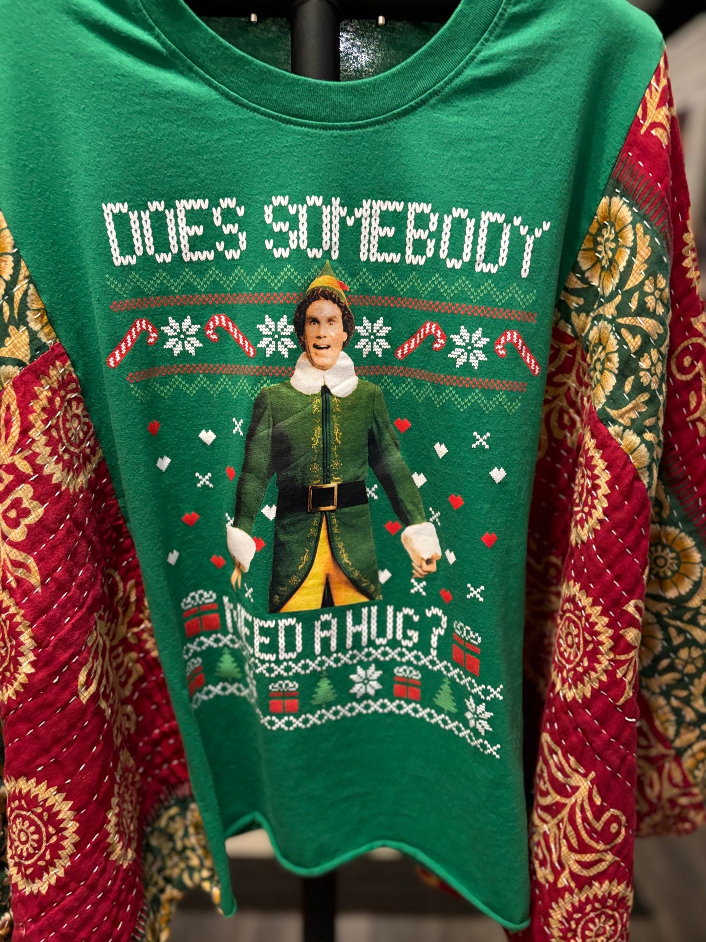 Does Somebody Need a Hug Vintage Kantha Poncho Tee One Size Fits a Small to XXL