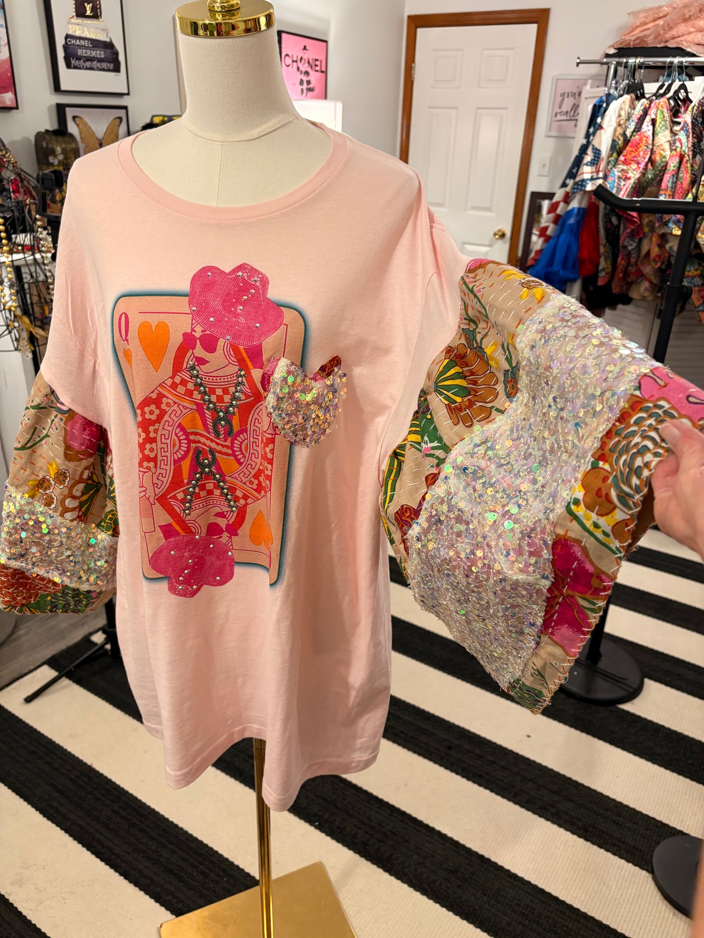 Queen of Sparkle Rhinestone Tee One Size Fits a Small to XXL