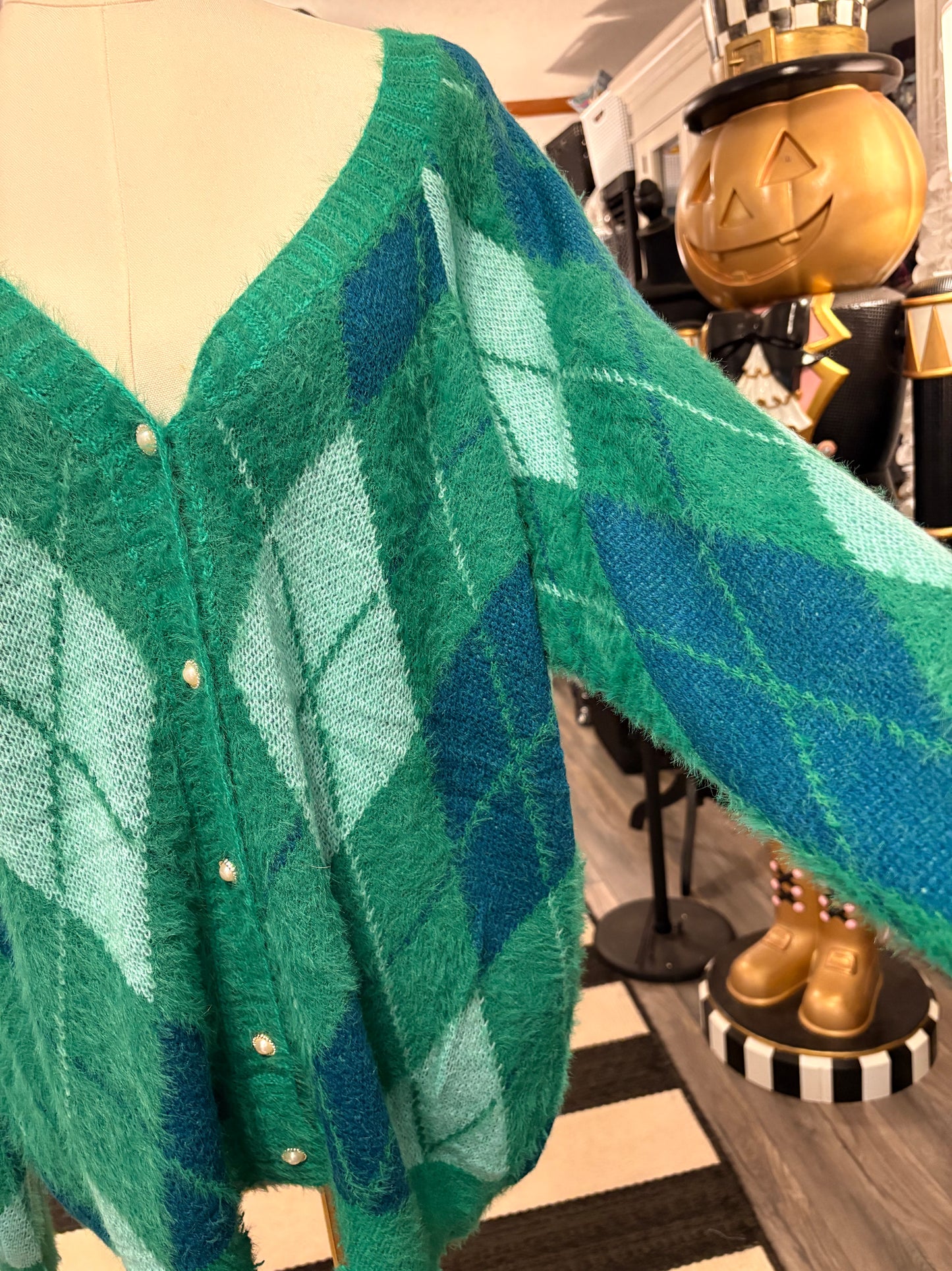 Green Argyle Sweater