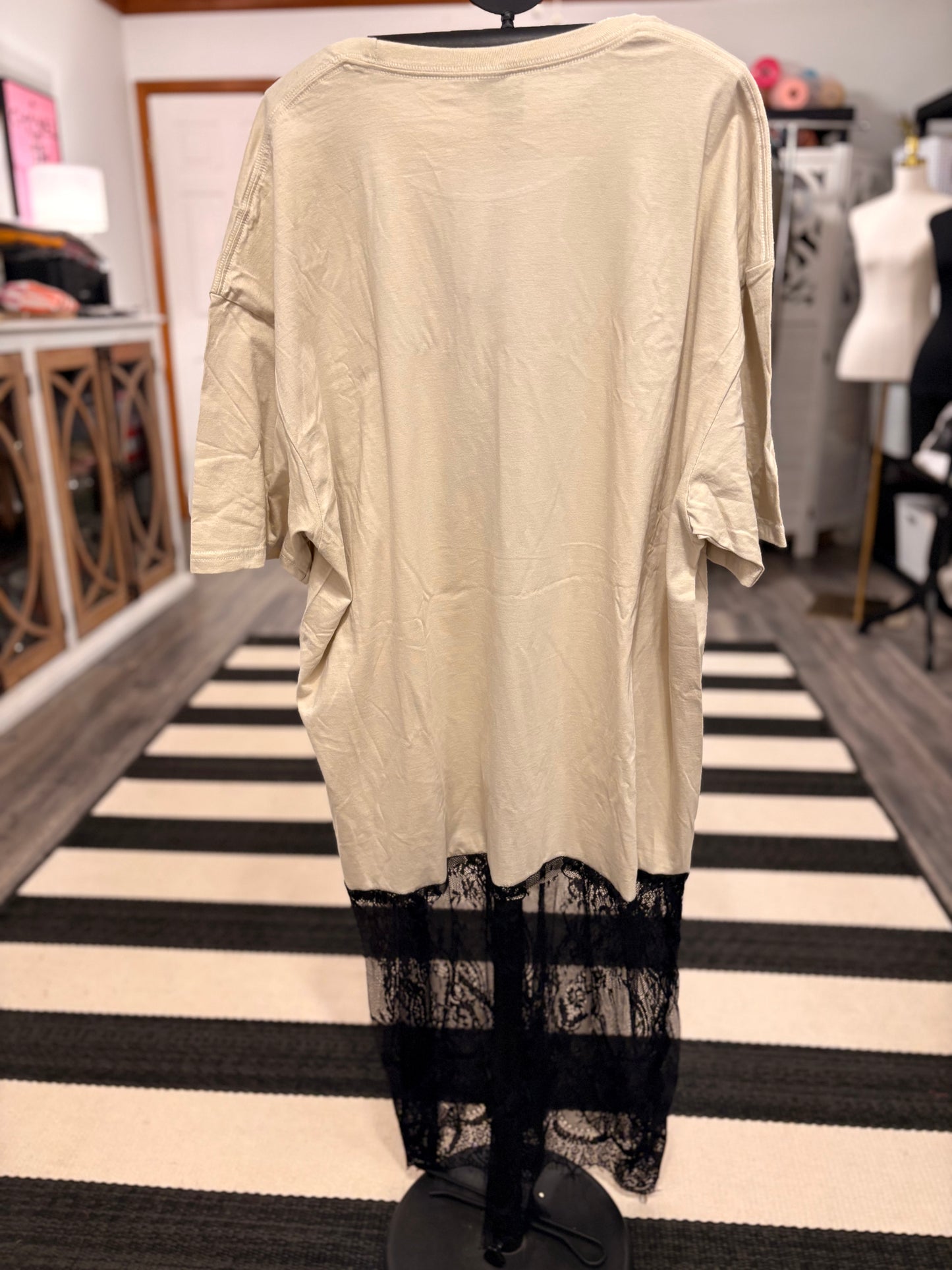 Peace Baby Lace Bottom Tee Dress OVERSIZED Fits a Small to 3X