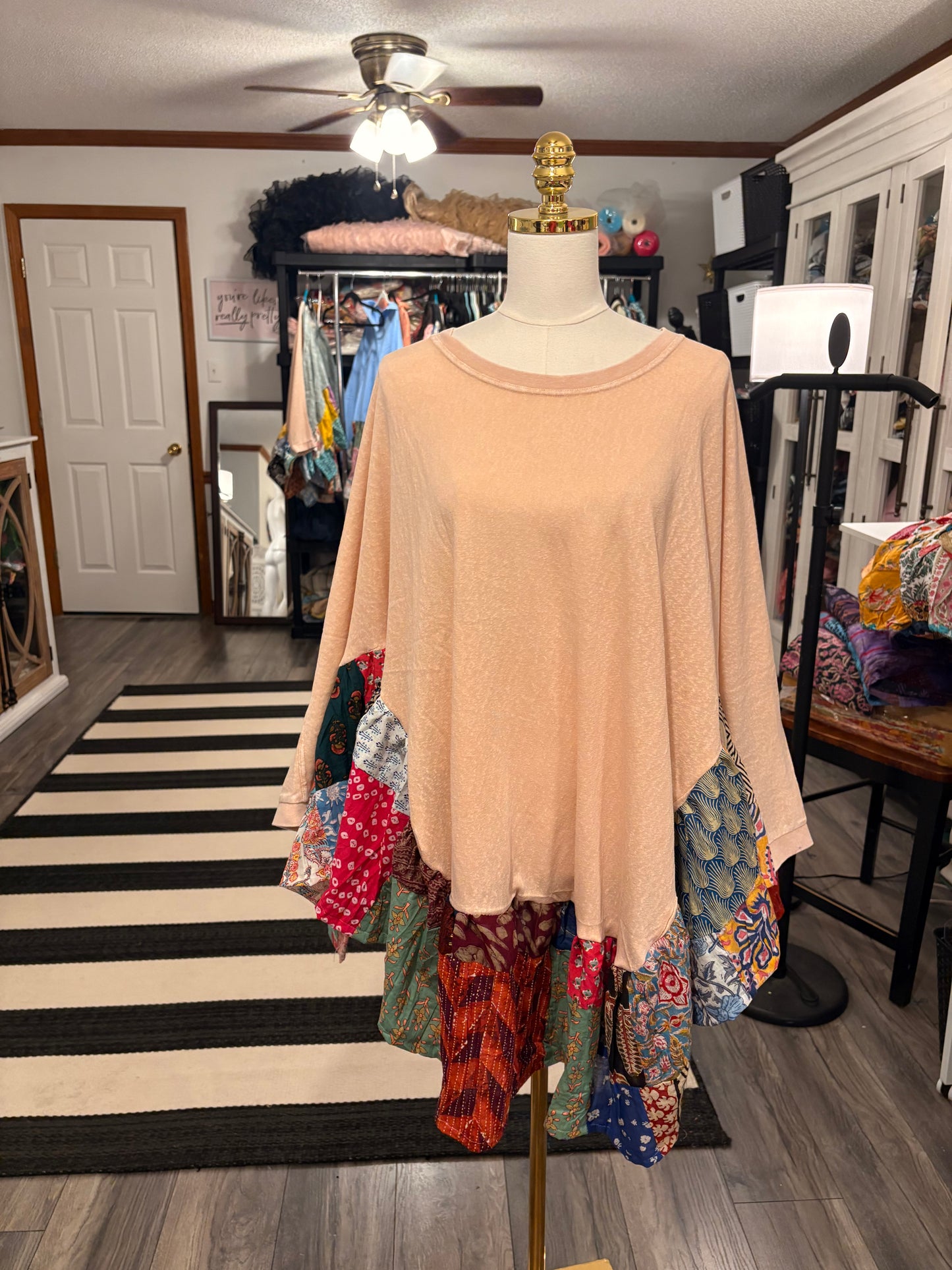 Madeline Upcycled Butterfly Poncho One Size Fits a Large to 3X