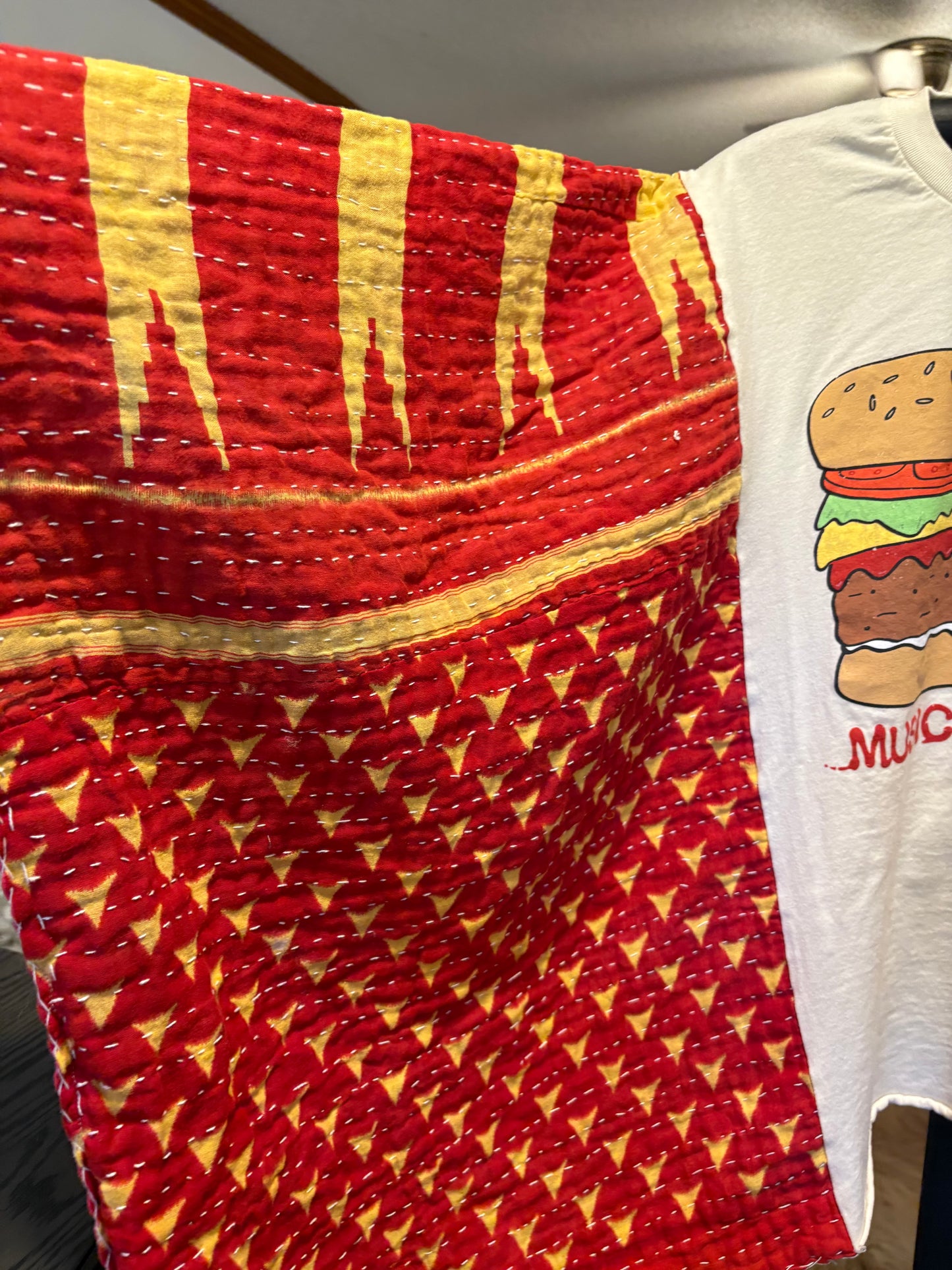 MTV Upcycled Vintage Kantha Poncho Tee Fits A Small to XL