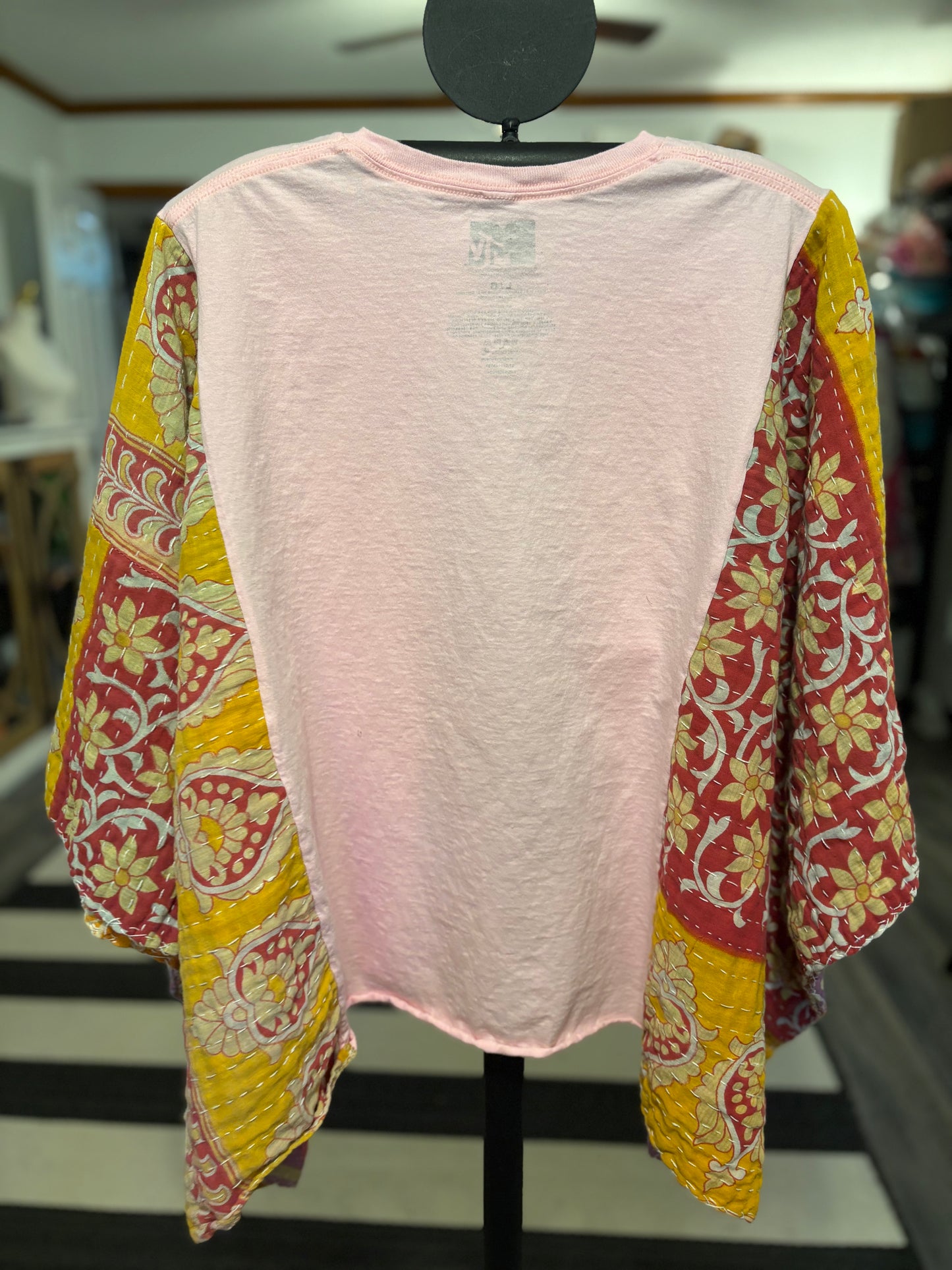 MTV Cherry Upcycled Vintage Kantha Poncho Tee Fits A Small to XXL Comfortably