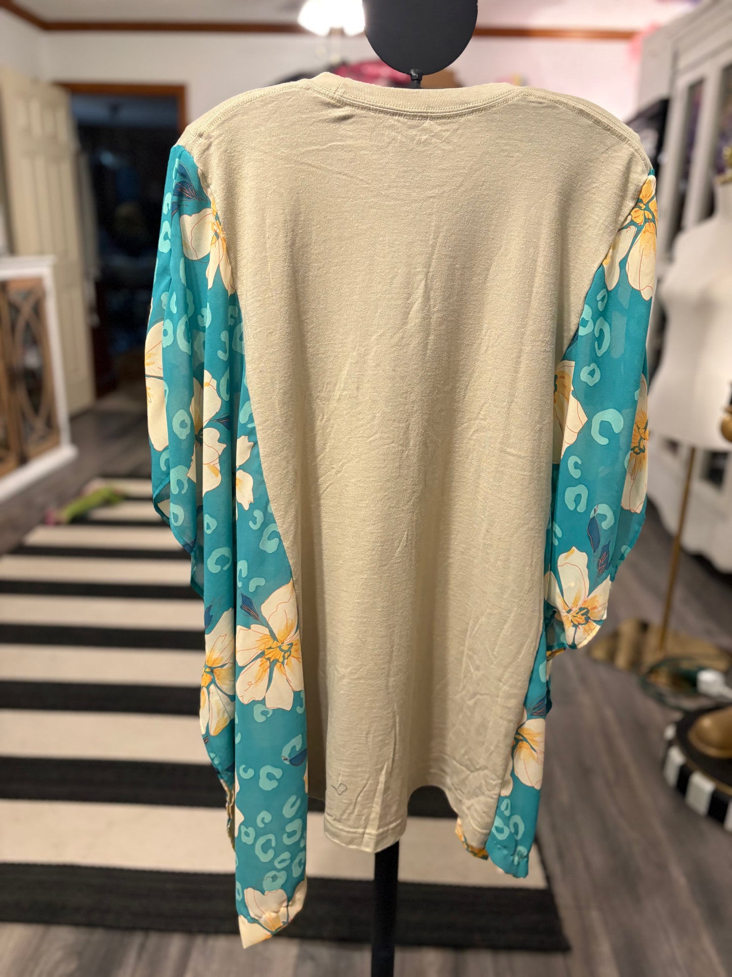 Wild Things Upcycled Drop-Sleeve Tee One Size Fits a Large to 3X