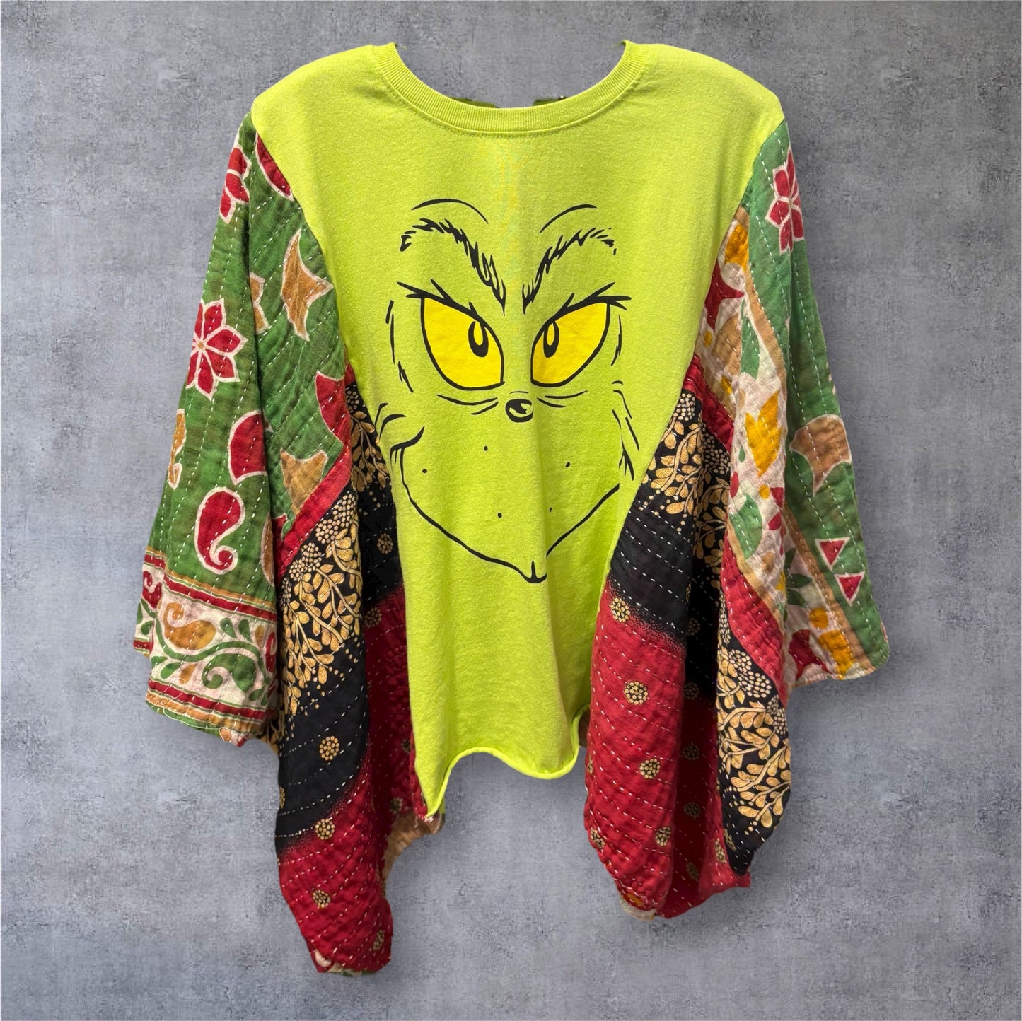 Grinch Vintage Kantha Poncho Tee One Size Fits a Small to XXL