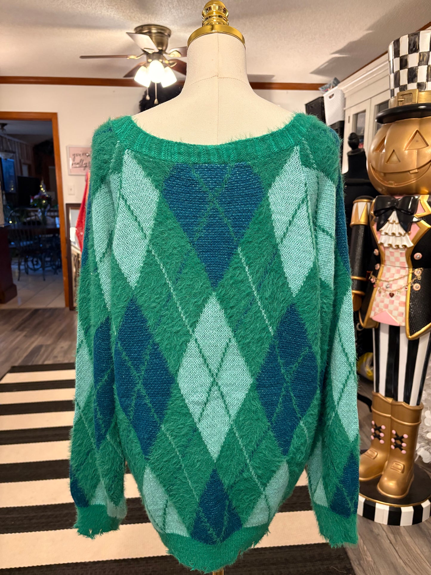 Green Argyle Sweater