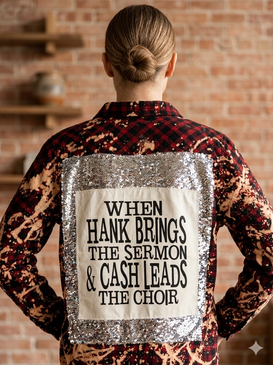 Flashy Flannel with Sequin Panel Hank Brings Sermon Small to XL 4-14
