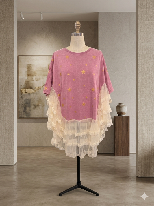 Star Bright Upcycled Butterfly Poncho One Size Fits a Large to 3X