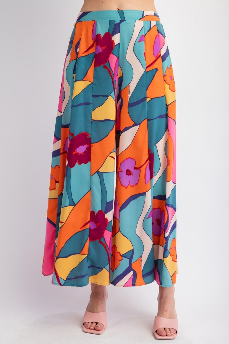 Teal Mirabelle Wide Leg Satin Pants