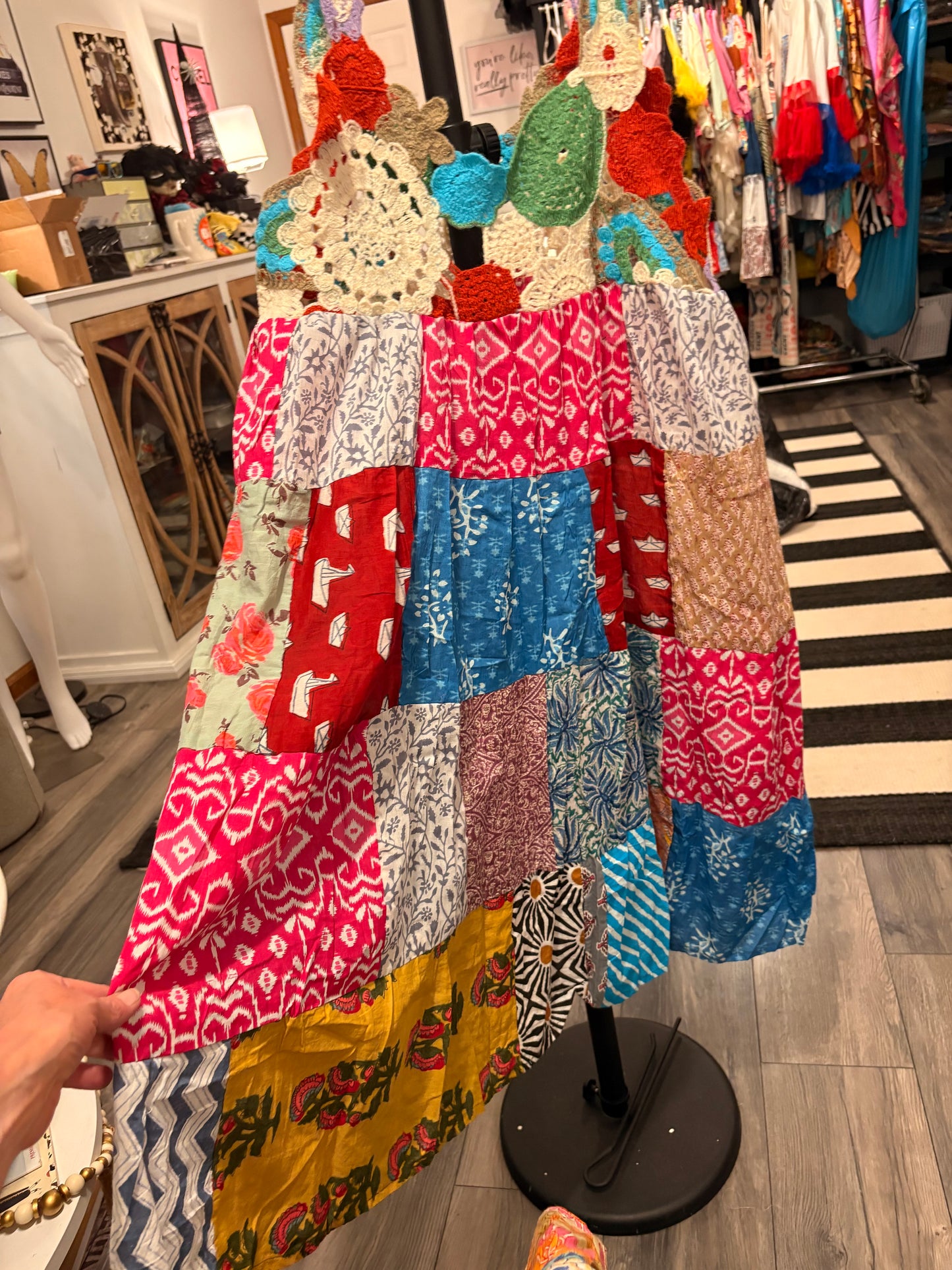 Missy Crochet Patchwork Dress One Size Fits Small to XXL