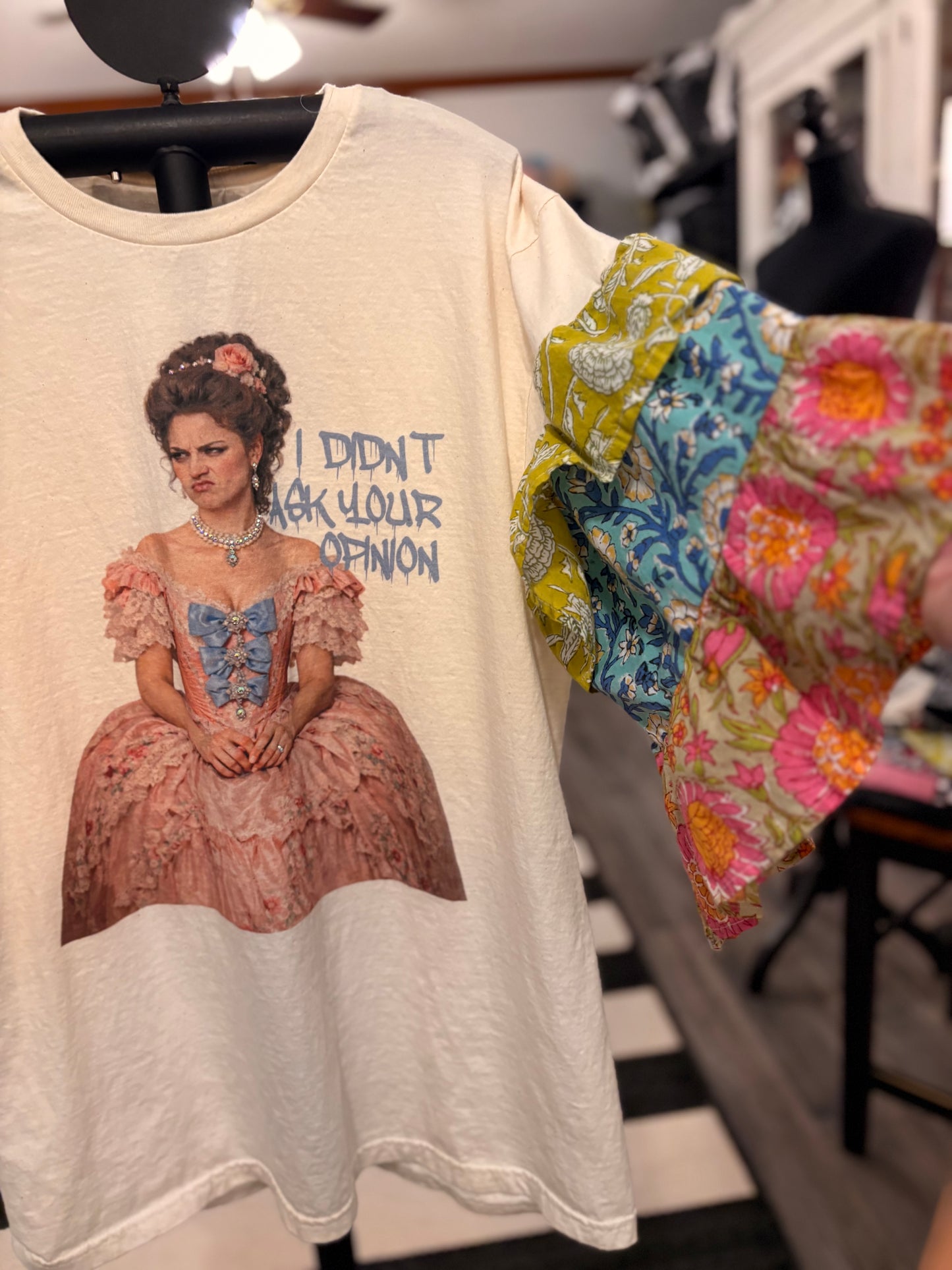 No Opinion Upcycled Ruffle Sleeve Tee Fits a Small to Large