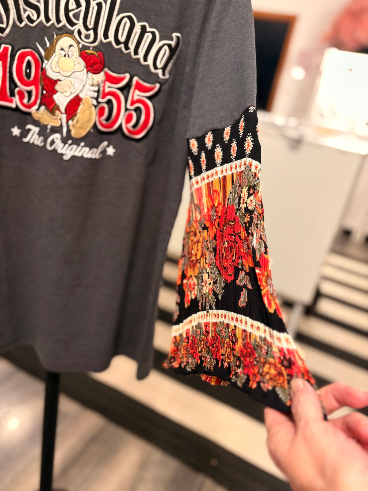Happy Place Embroidered Glam Sleeve Tee Fits a XS to Medium