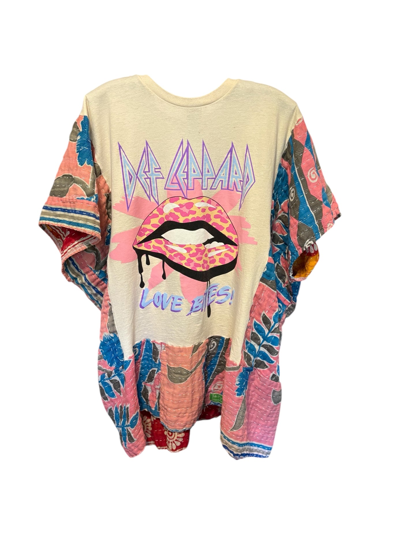 Def Leppard Upcycled Kantha Dress Fits a Small to XXL Super Oversized