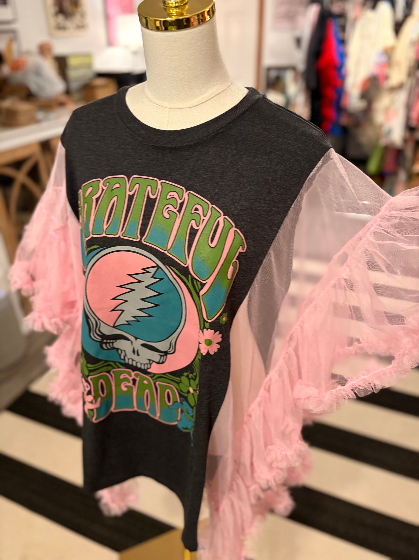 Dead Pink Upcycled Rockstar Poncho One Size Fits a Small to XL