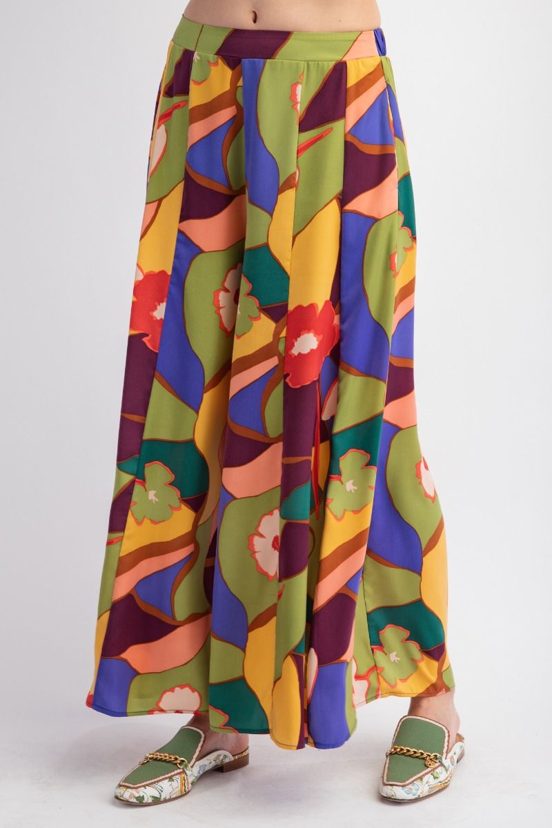 Green Mirabelle Wide Leg Satin Pants