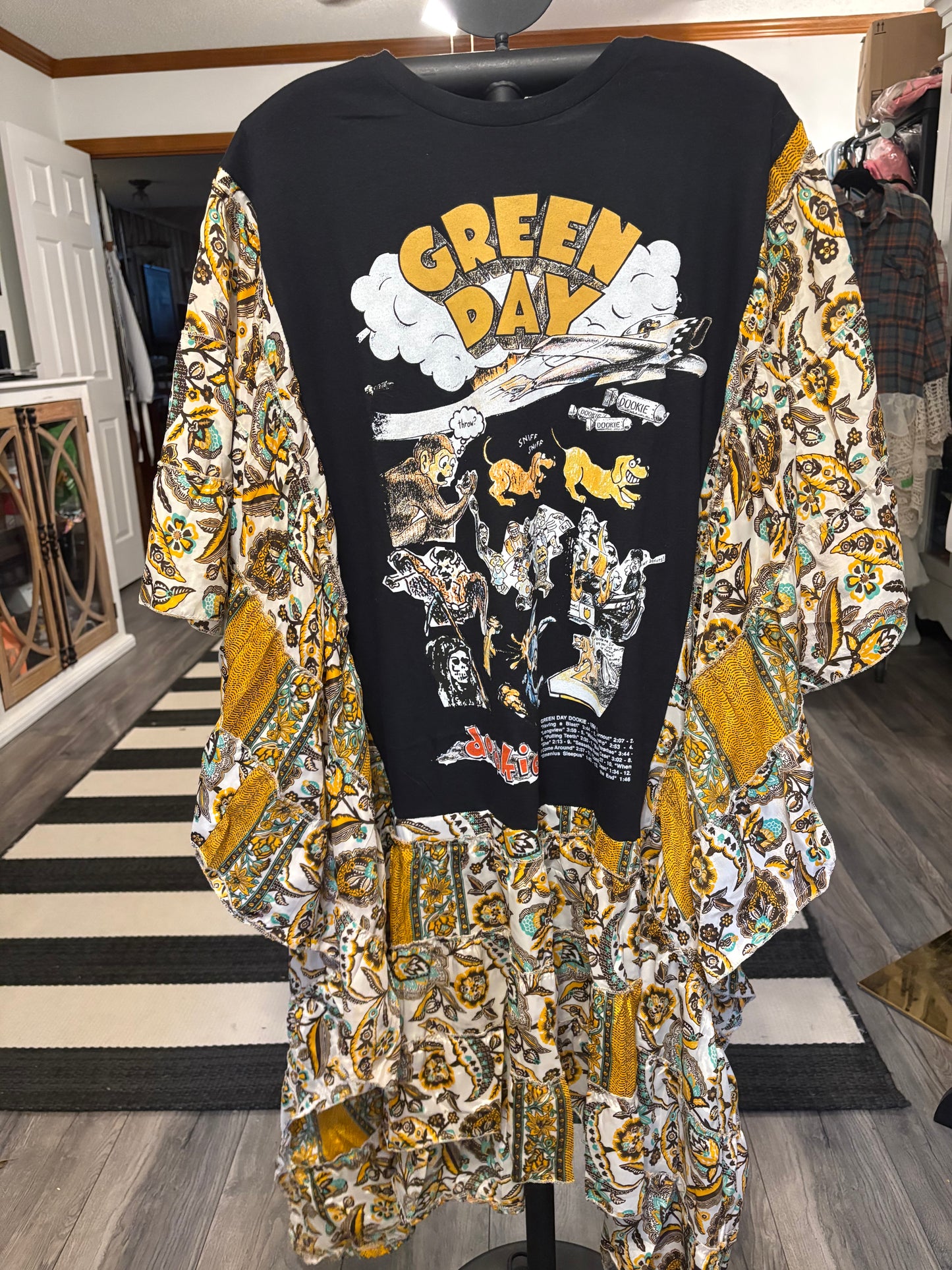 Green Day Upcycled Silk Butterfly Cocoon Dress One Size fits a Small to 3X