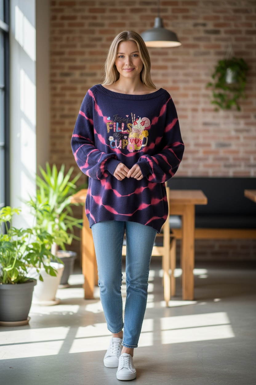 Jesus Fills My Cup Upcycled Oversized Sweater Fits Large/XL