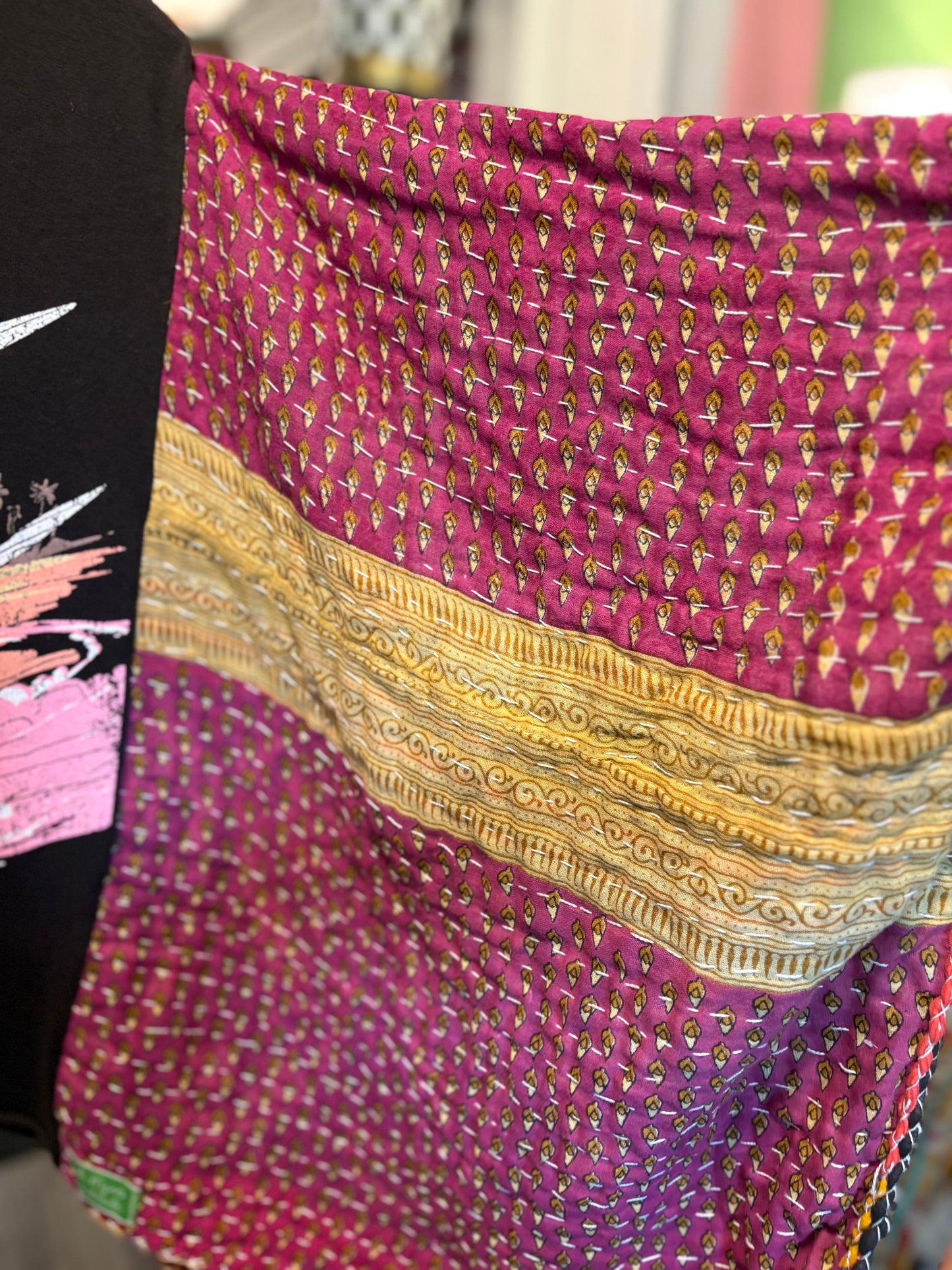 Eat My Rust Upcycled Vintage Kantha Poncho Tee Fits A Size Small to XXL