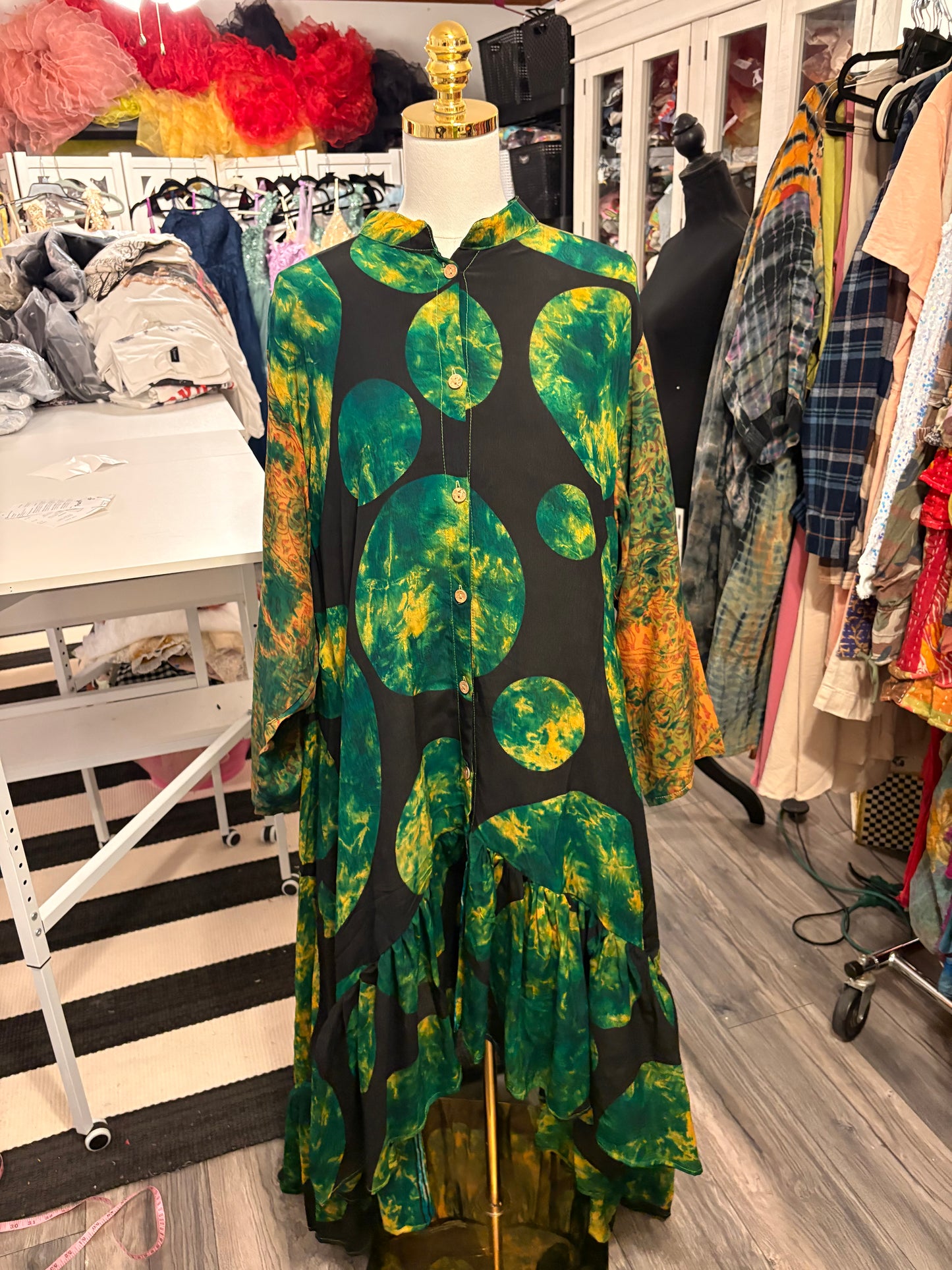 Tabi Silk Ruffled Duster One Size Fits Small to 2X 2-16