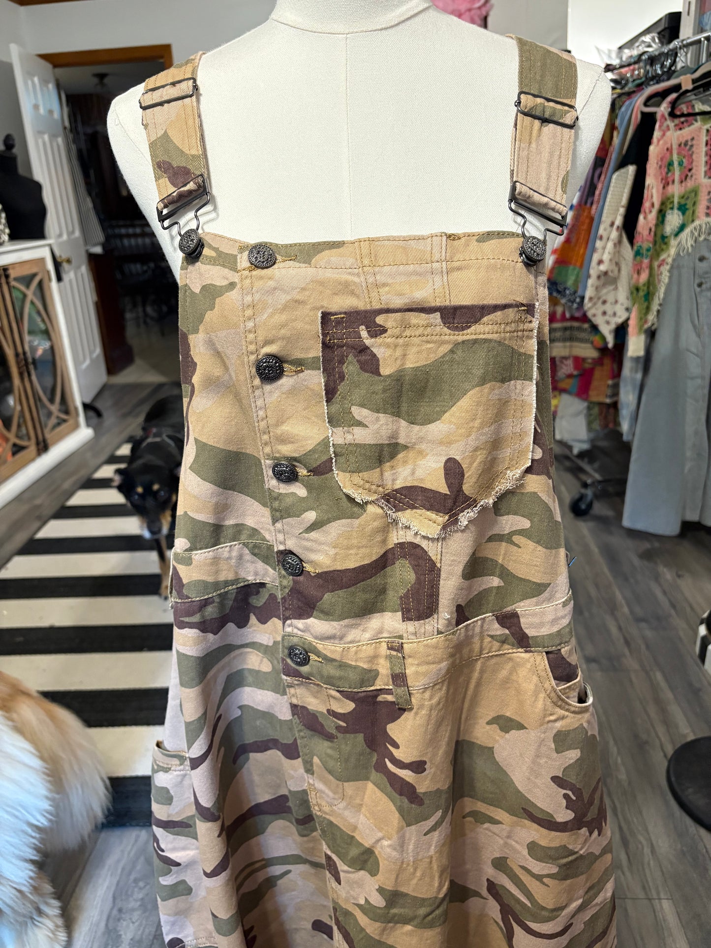 Beige Camo Overall Maxi Dress